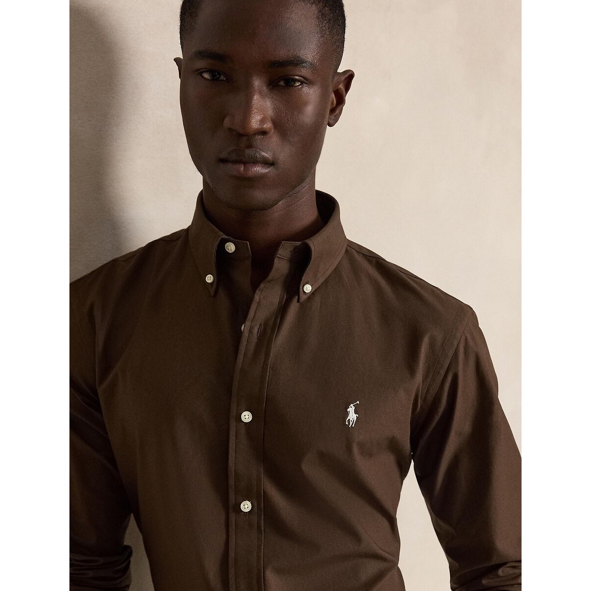 Chemise Custom Fit en popeline stretch muscade, POLO RALPH LAUREN