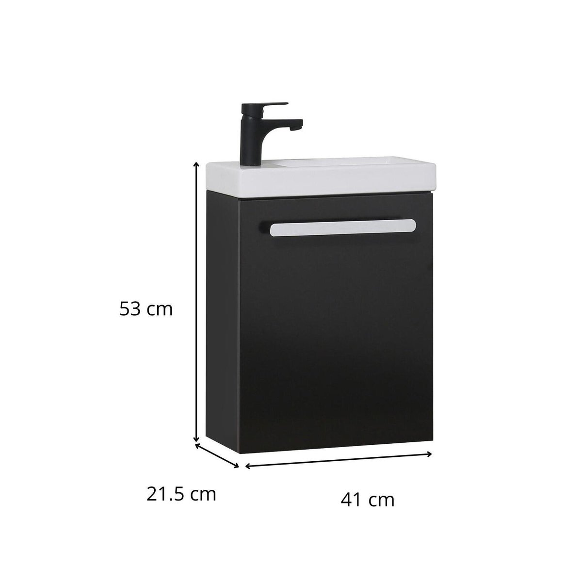 Ensemble lave-mains suspendu avec robinet noir NEVADA noir satiné, MOB IN