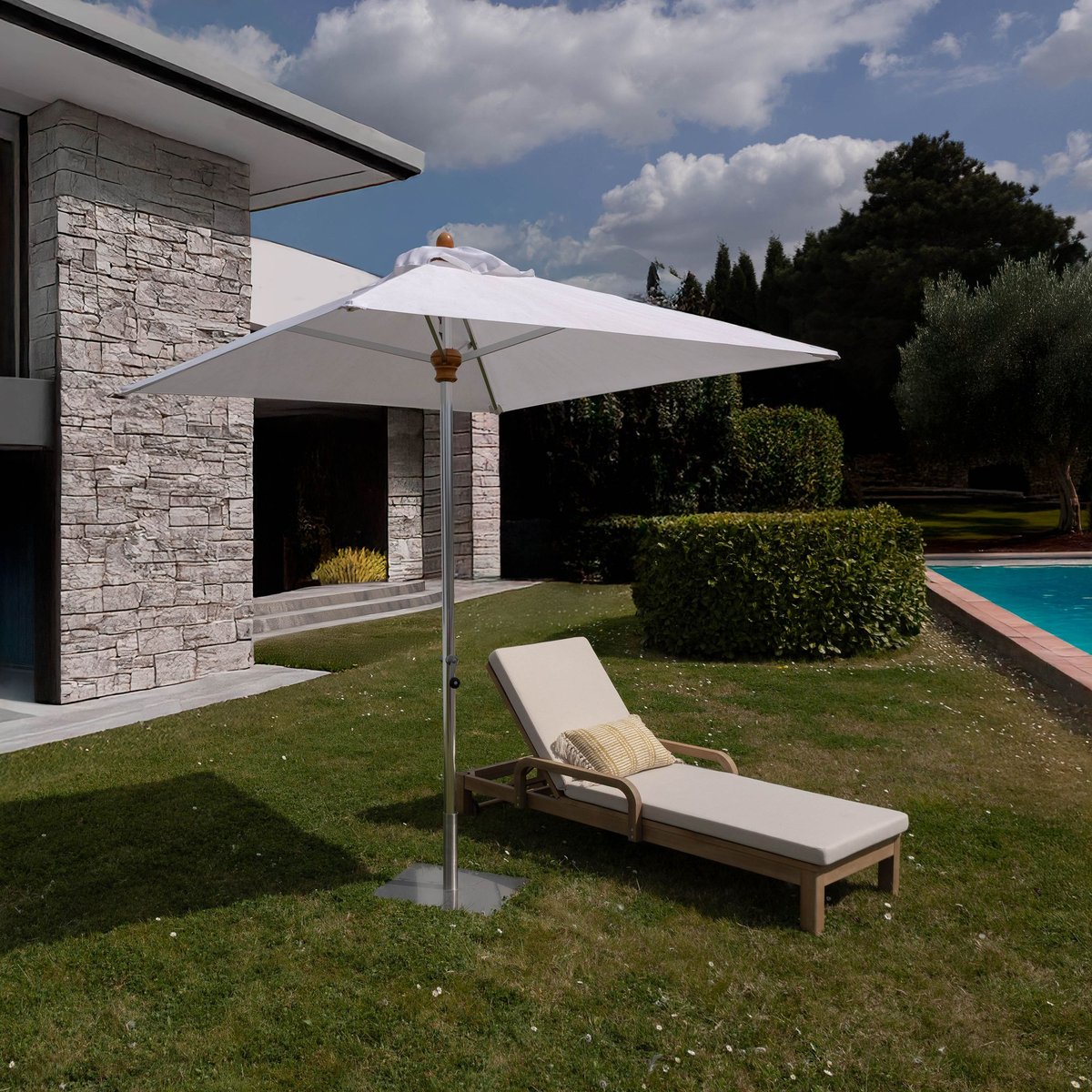 Parasol en aluminium et toile, COMETE blanc, NOW'S HOME
