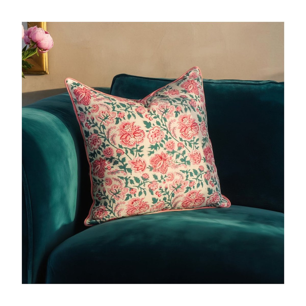 Housse de coussin Mohini rose, bleu, blanc, ARCHIV