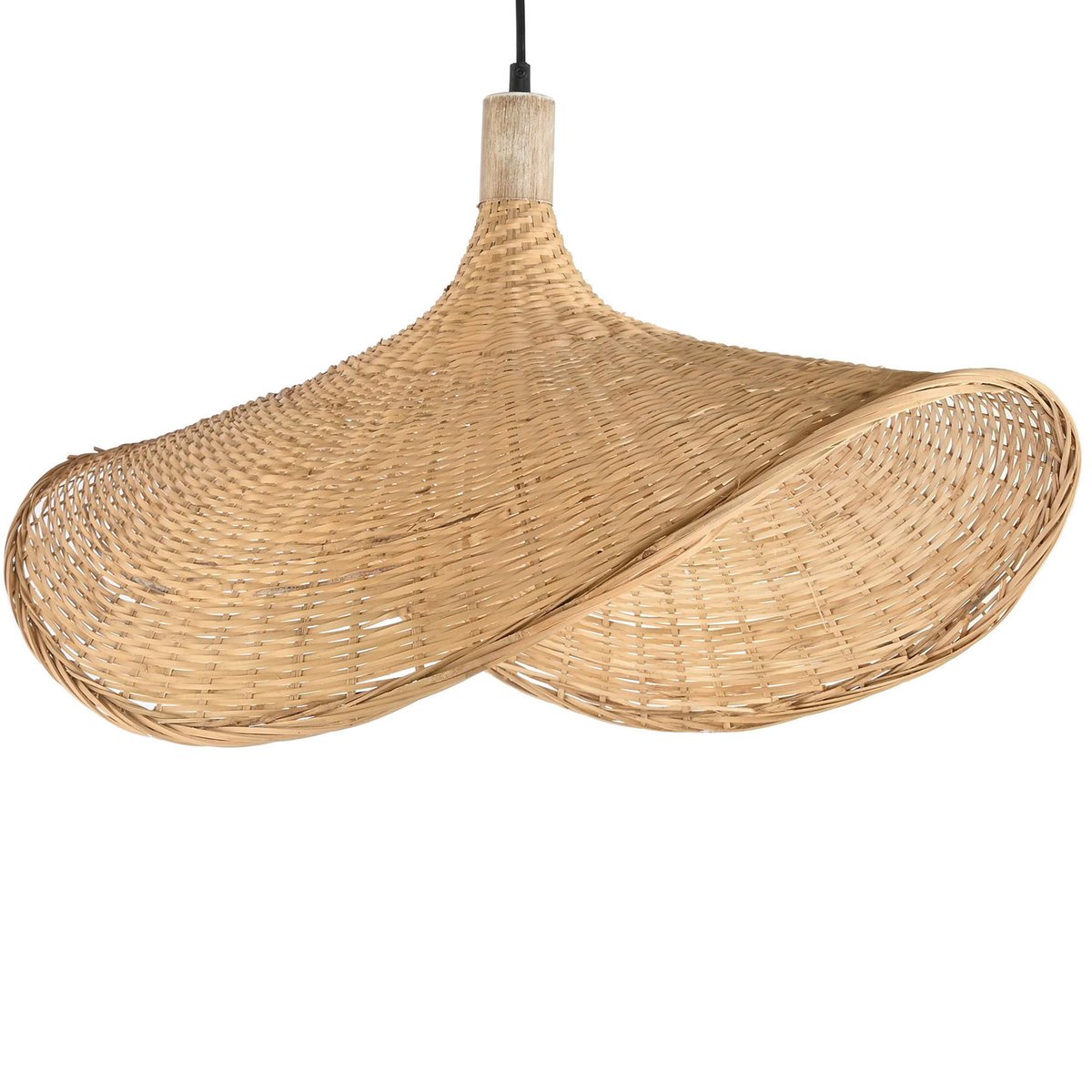 Plafonnier rotin naturel tressé chapeau 65x47x35cm bois, WADIGA
