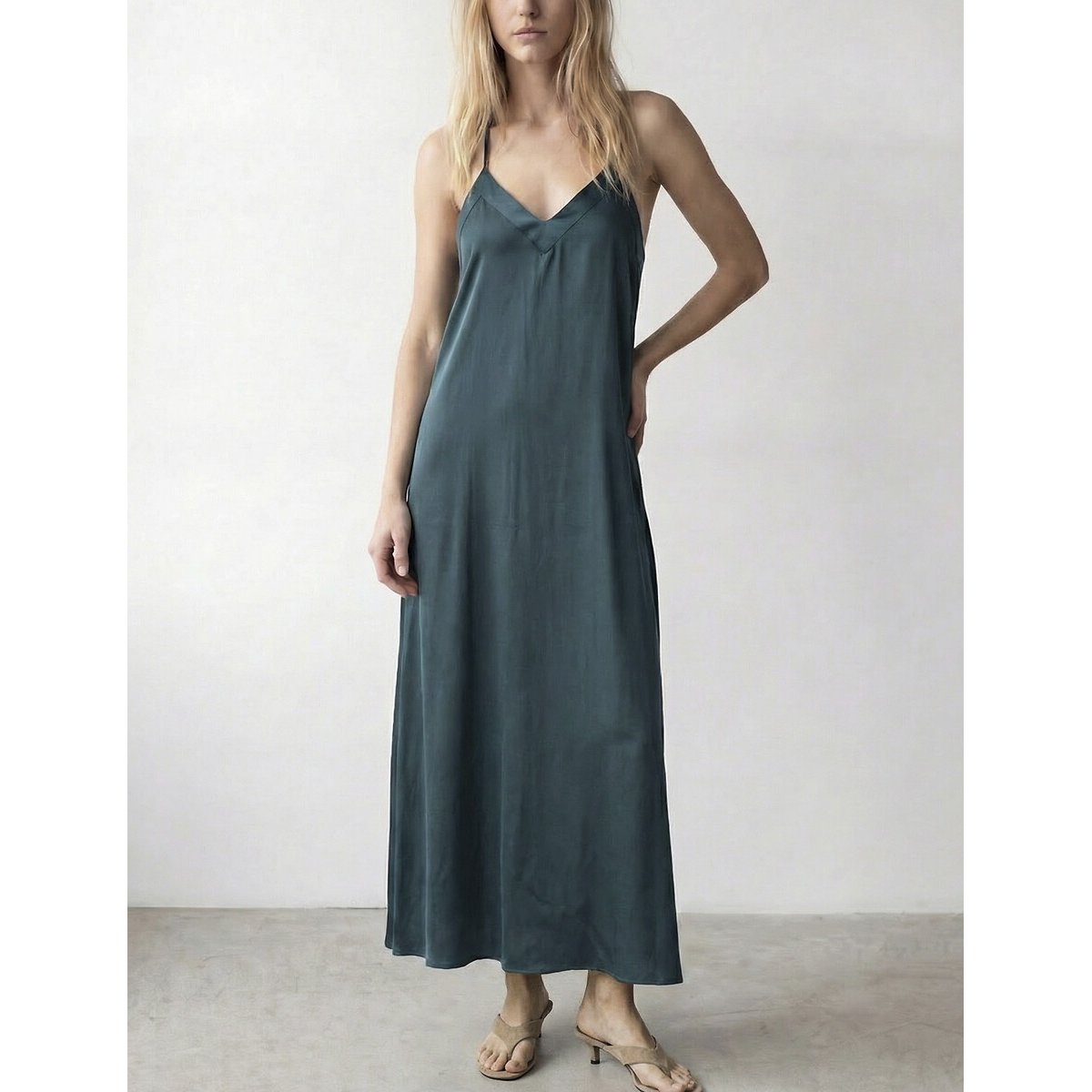 Vila Vestido largo de satén - Azulón