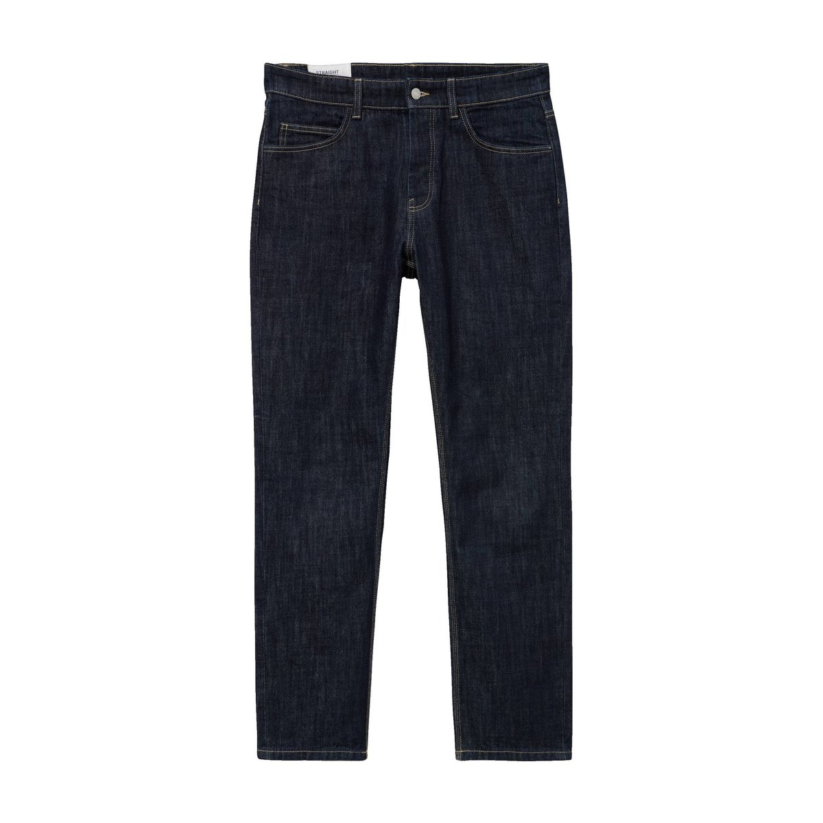 Jeans straight en coton longueur 32 denim brut rinse, BONOBO