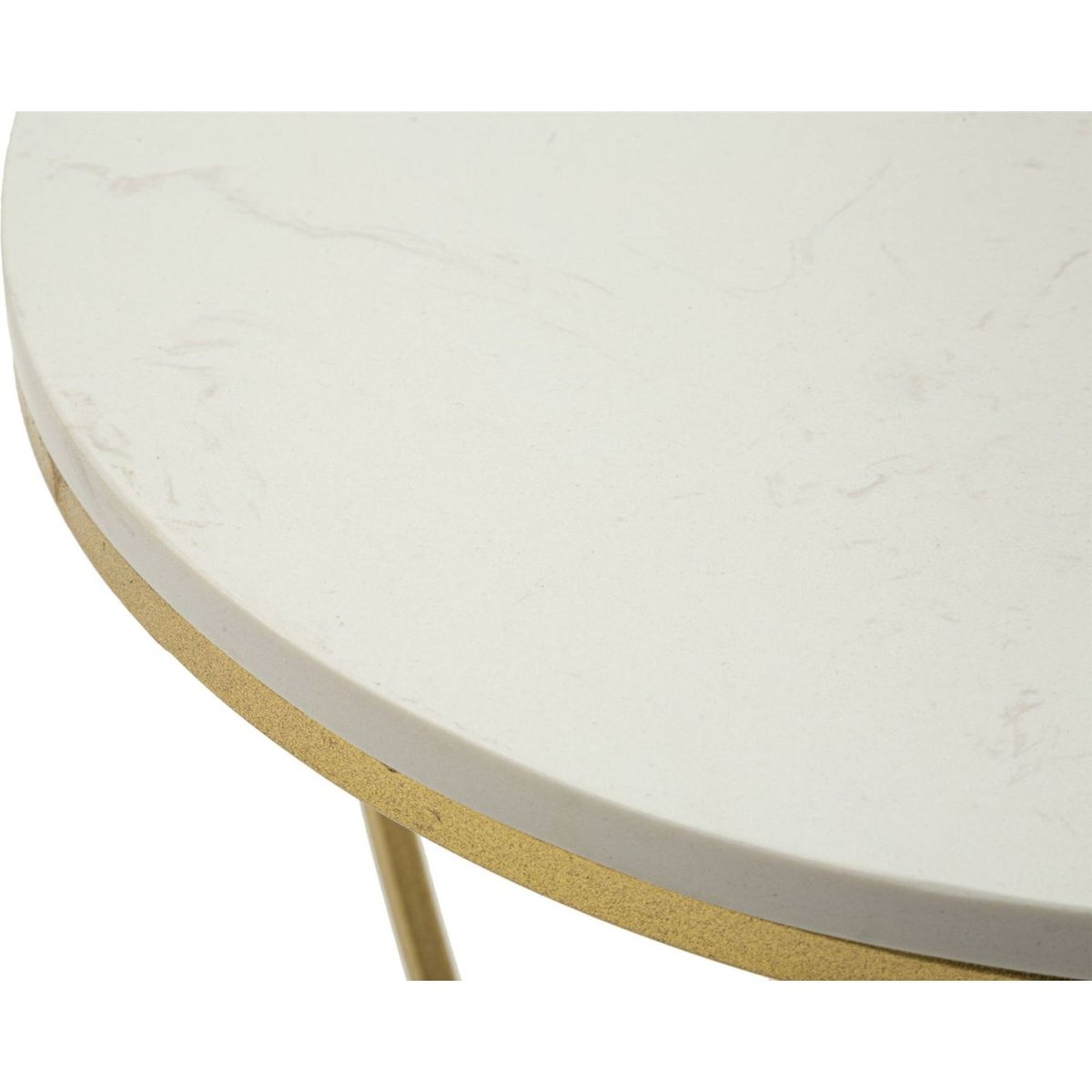 Table d'appoint fer et marbre cœur GLAM doré et blanc, RECOLLECTION