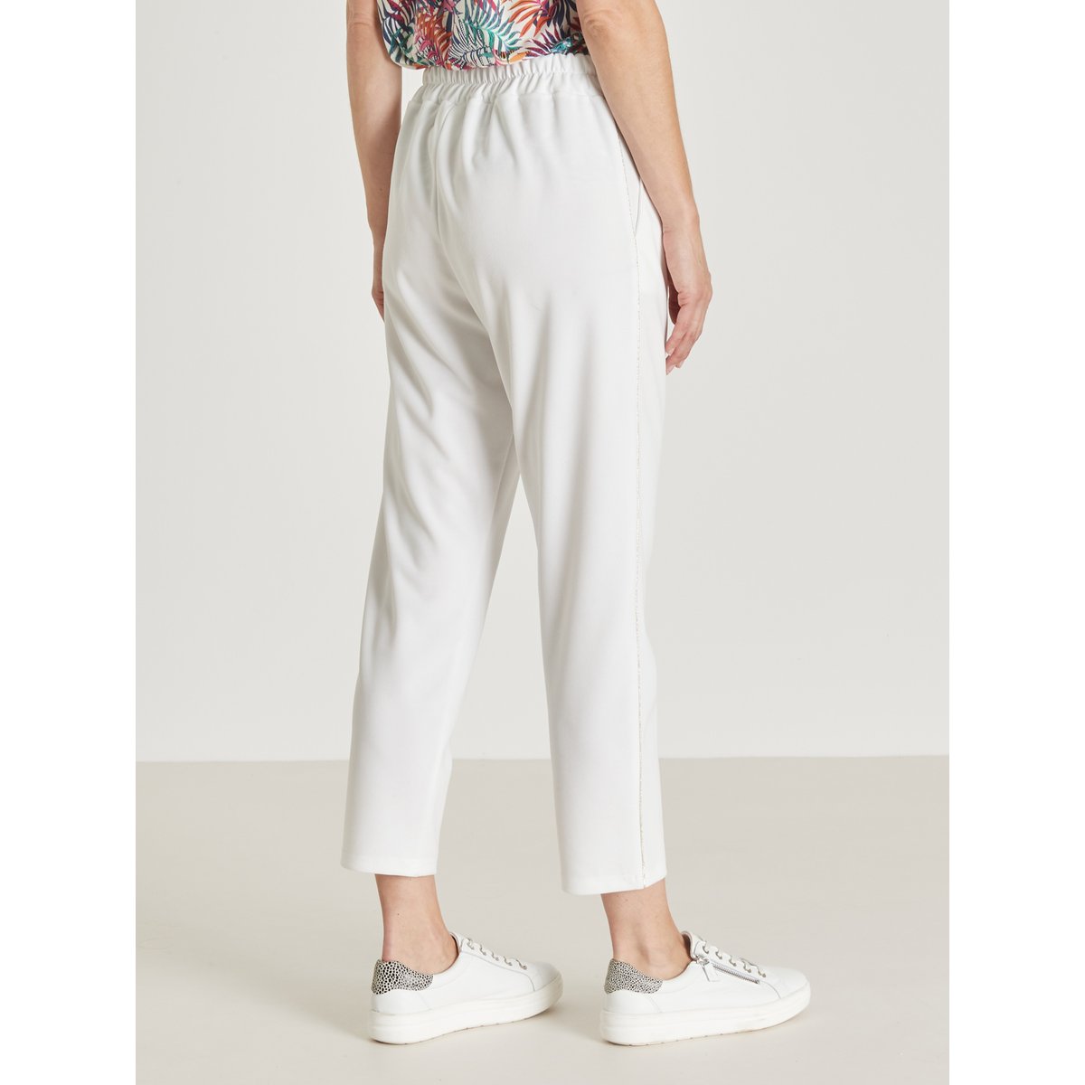 Pantalon raccourci élastiqué dos blanc, DAXON