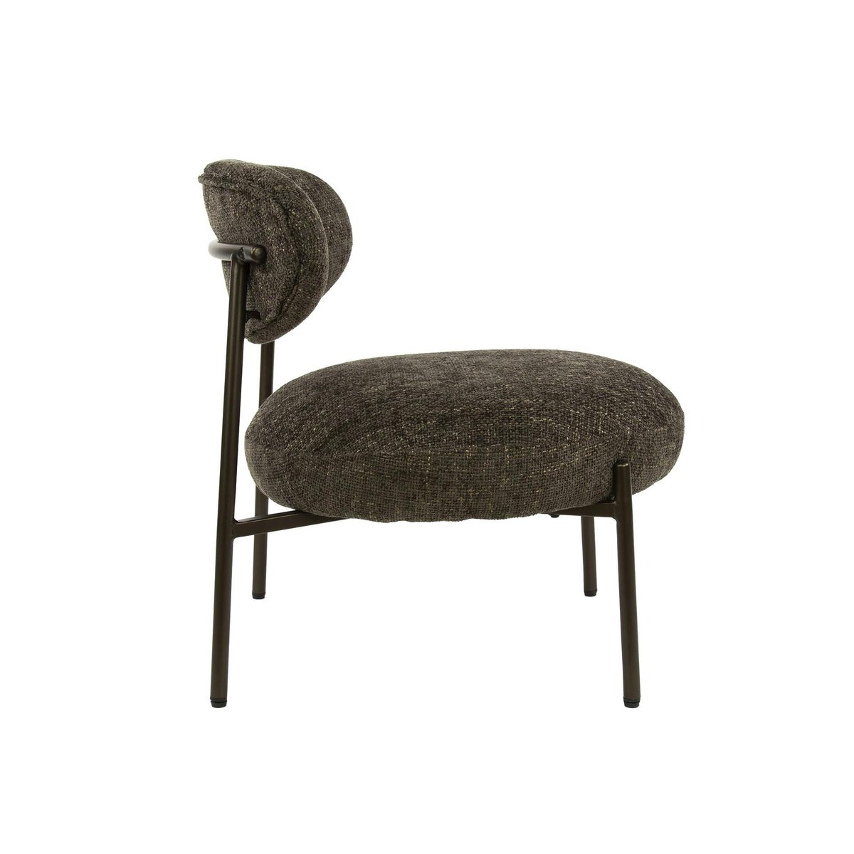 Fauteuil de salon rond en tissu CREEK brun, PIER IMPORT