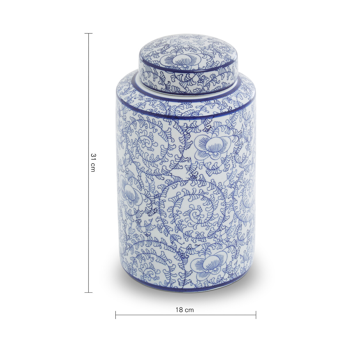 31cm Blue and White Print Ceramic Jar blue, ÉDITÉ