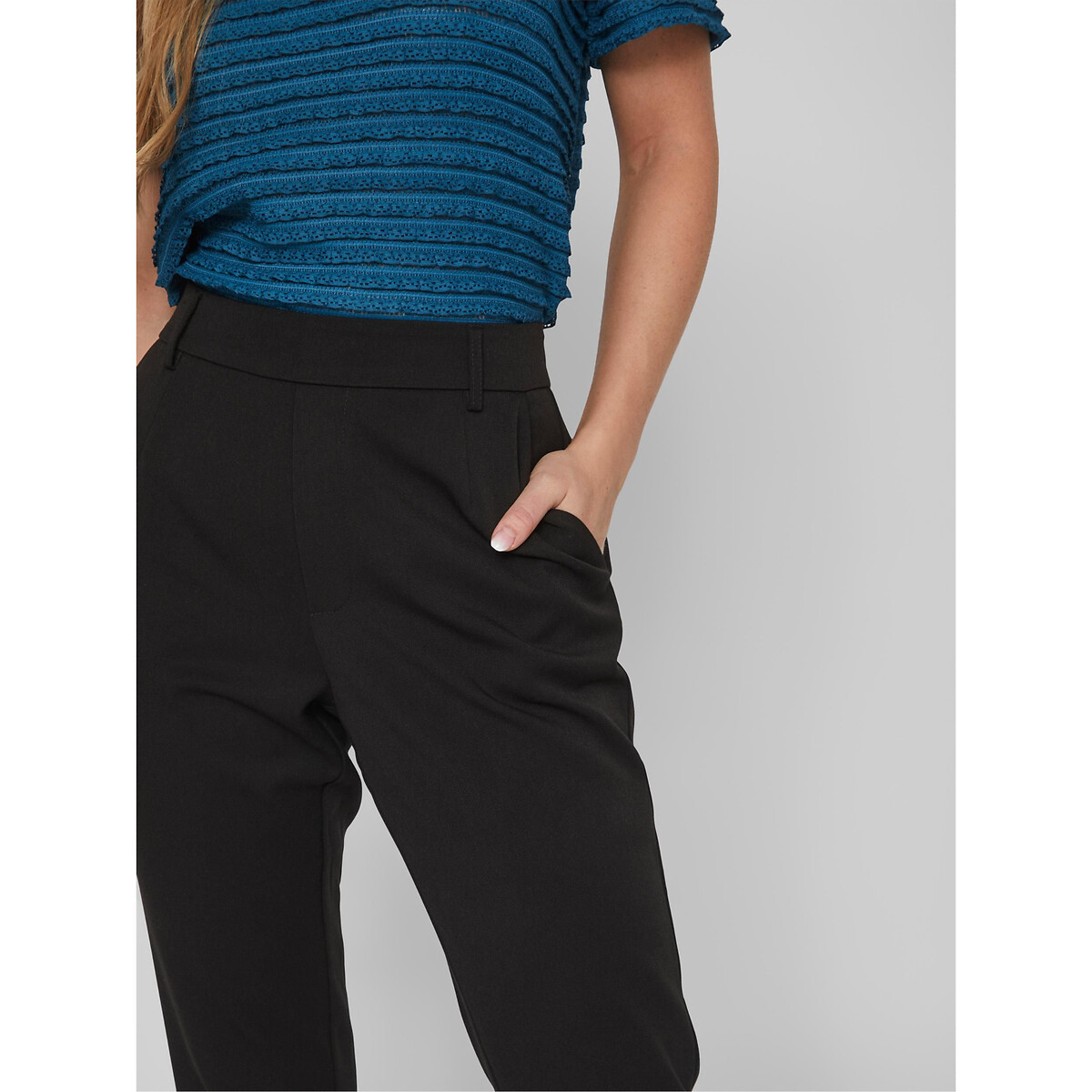Pantalon tailleur slim, taille haute noir, VILA