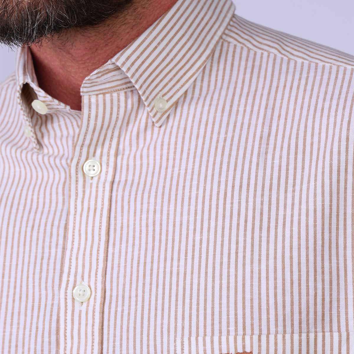 Chemise rayée Garrie beige, MISE AU GREEN
