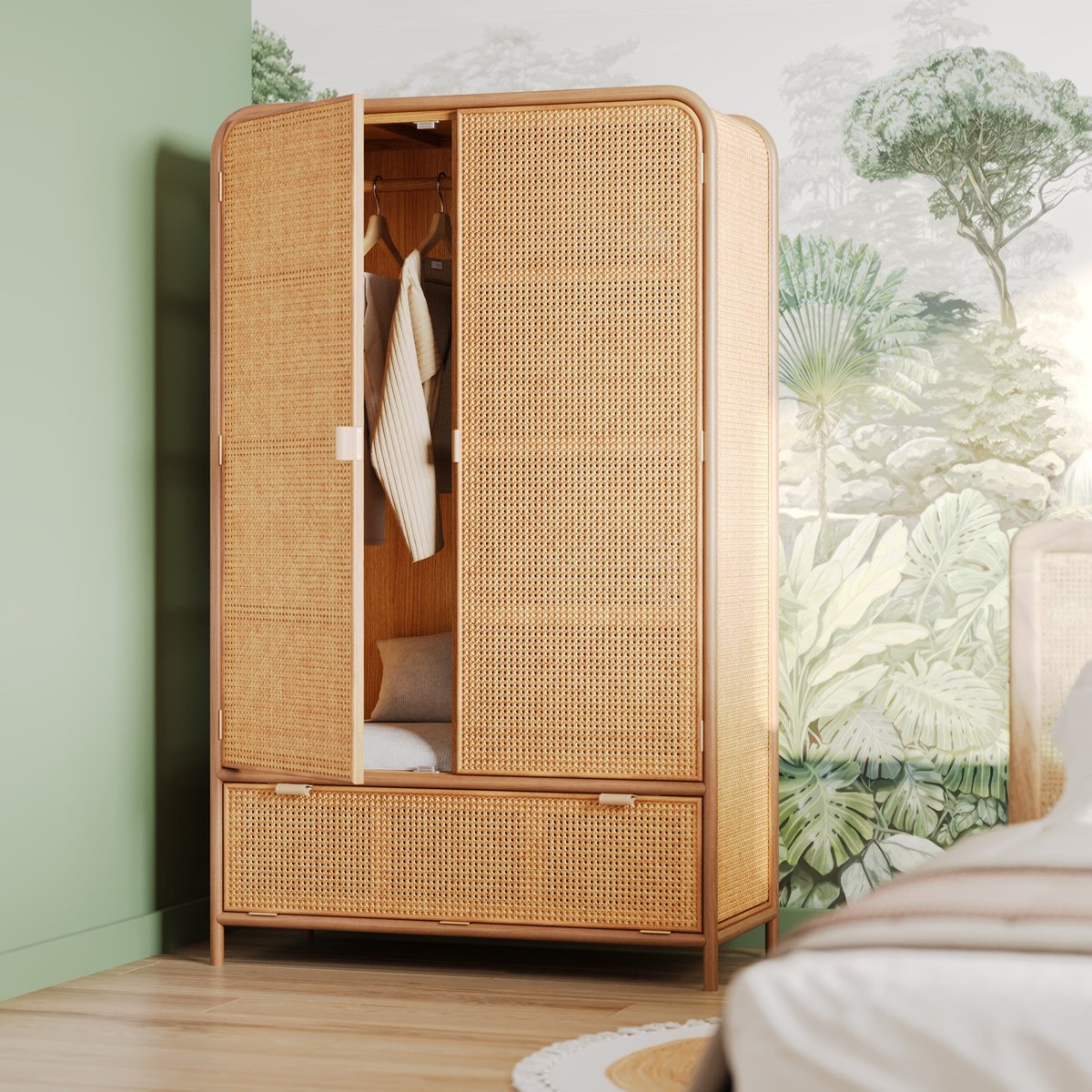 Armoire en bois massif de pin et de teck - ALATA marron clair, MAISON PAVANE