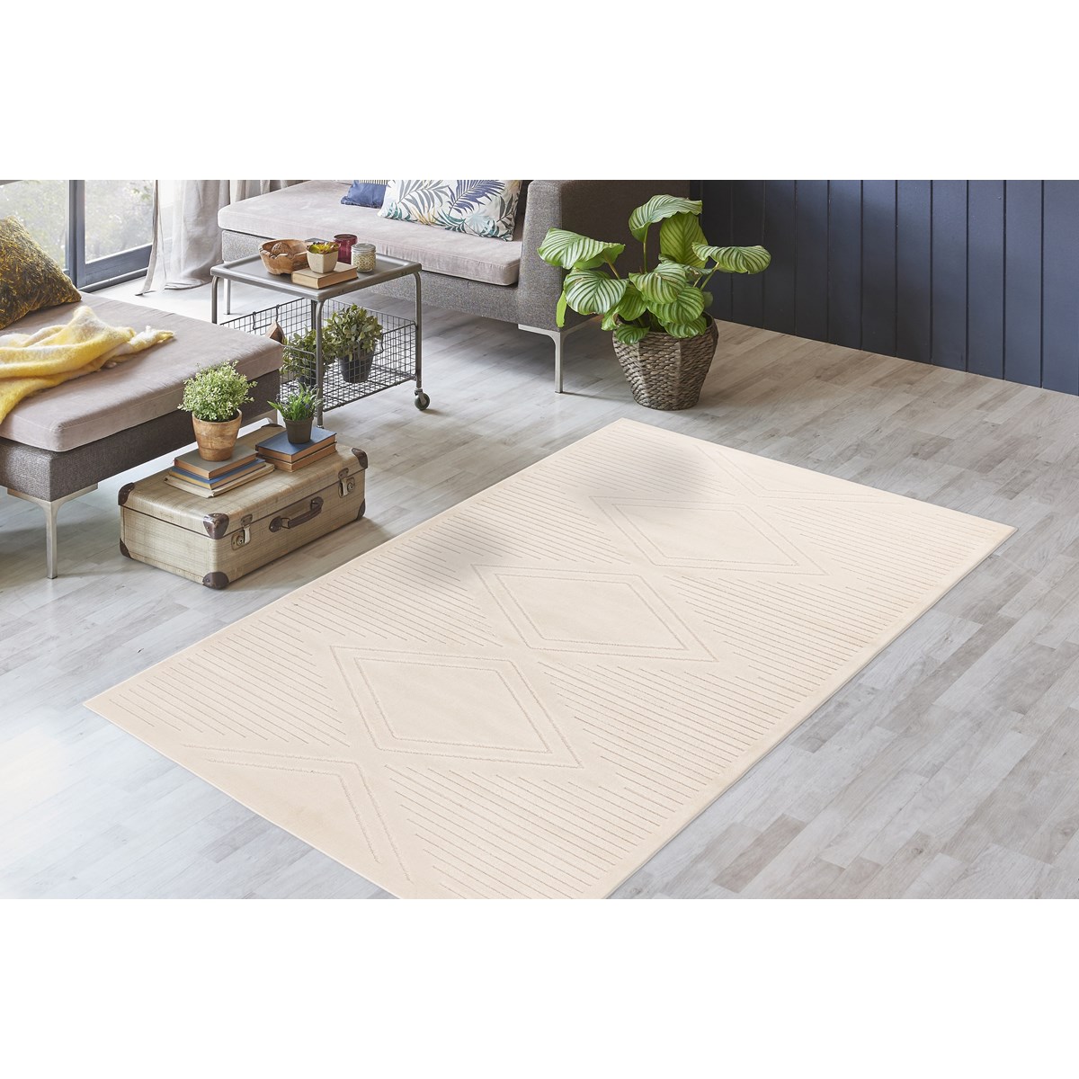 Tapis salon et chambre moderne et design MATILDA blanc, NOVATREND