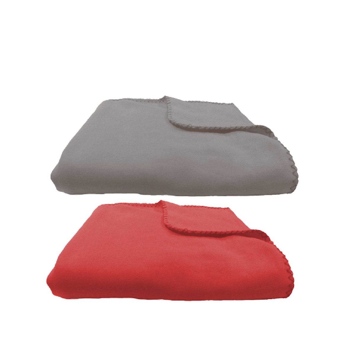 Lot 2 plaids gris et rouge polyester 130x150cm COOL multicouleur, FUTURE HOME