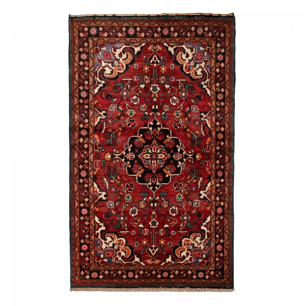 Tapis d'orient, motif oriental noué main en laine, HAMADAN 9 rouge, bleu, noir, UN AMOUR DE TAPIS