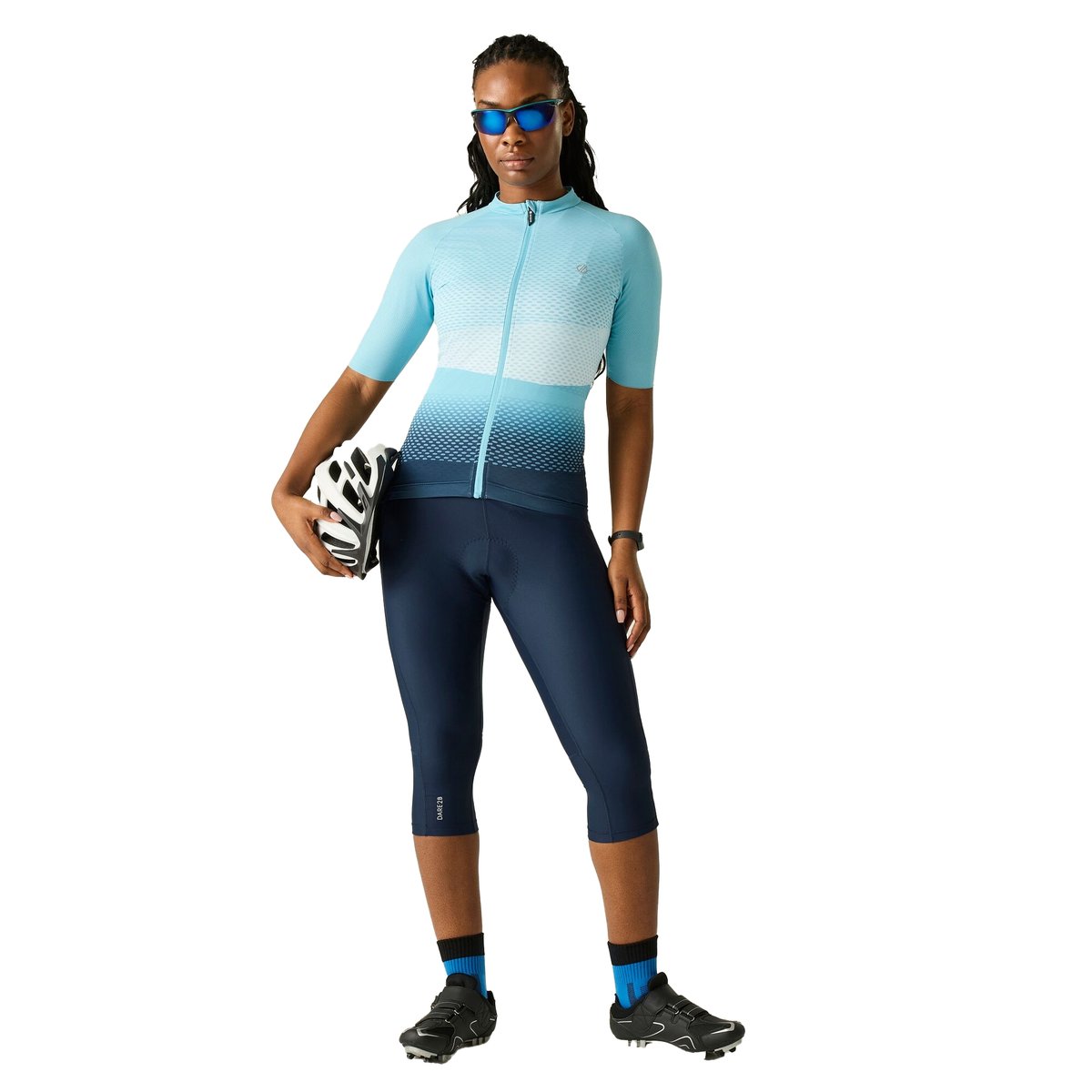 Maillot de cyclisme demi-manches motif/style impression dégradée LIGHTNING bleu clair, DARE 2B