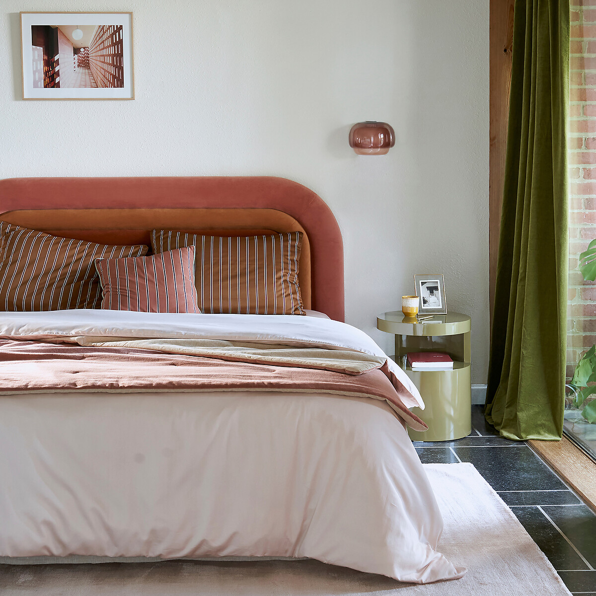Opale Cotton Satin 350 Thread Count Duvet Cover eucalyptus, LA REDOUTE INTERIEURS