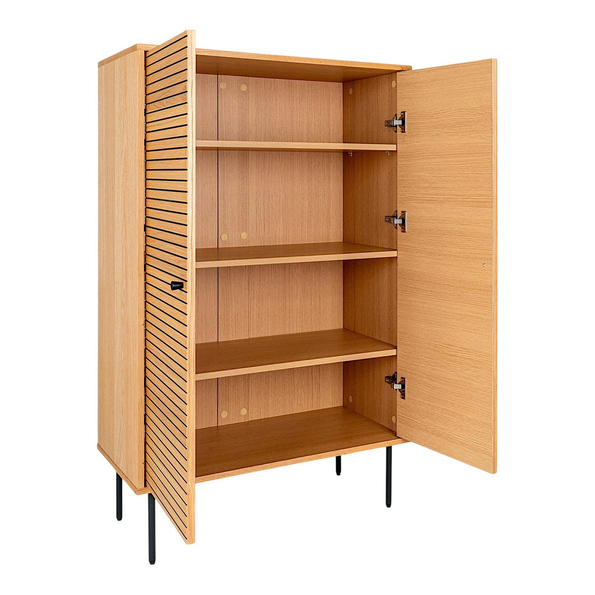 Buffet haut de salle à manger 2 portes effet rainuré ASSENS bois naturel, PIER IMPORT