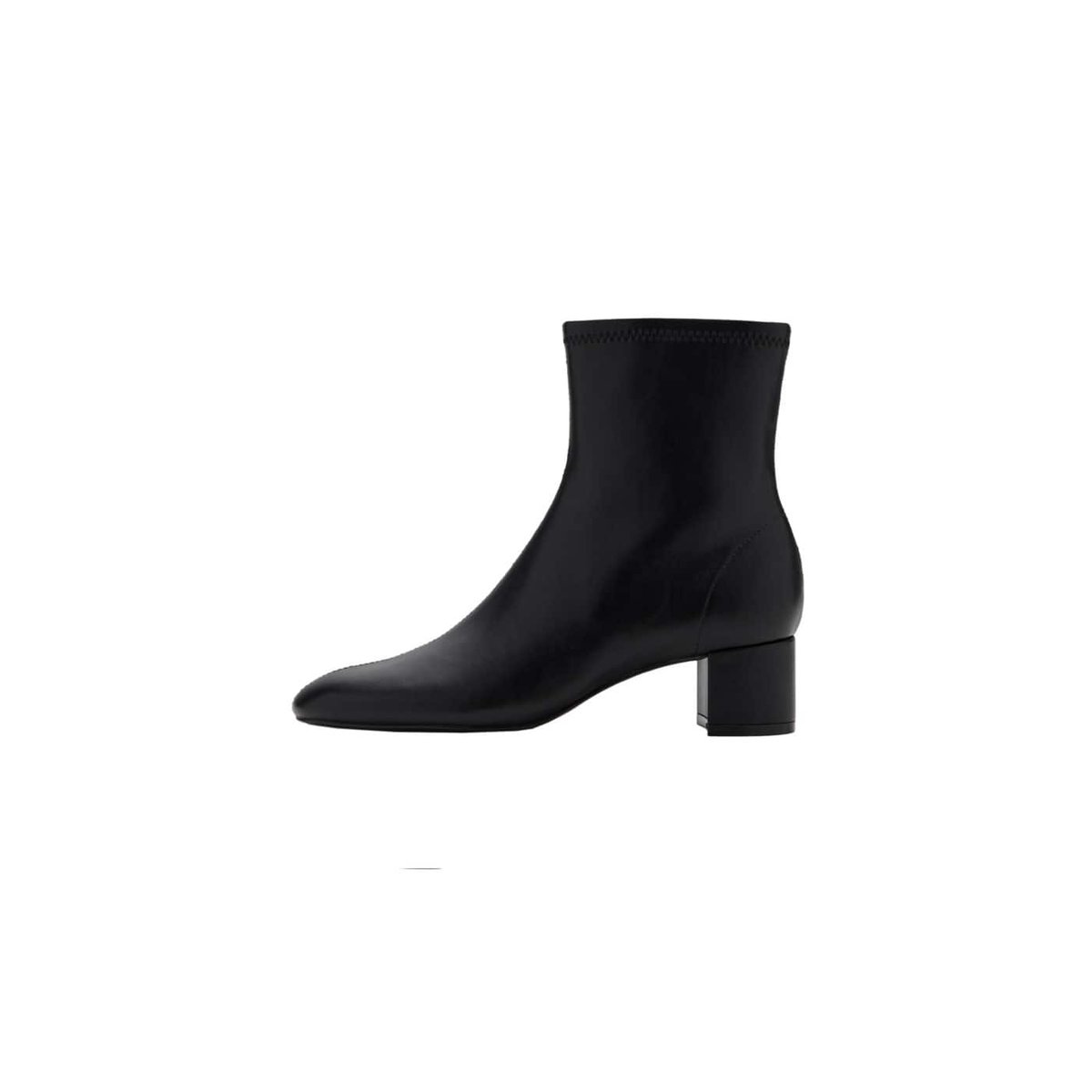Bottines bloc bout rond noir, MANGO