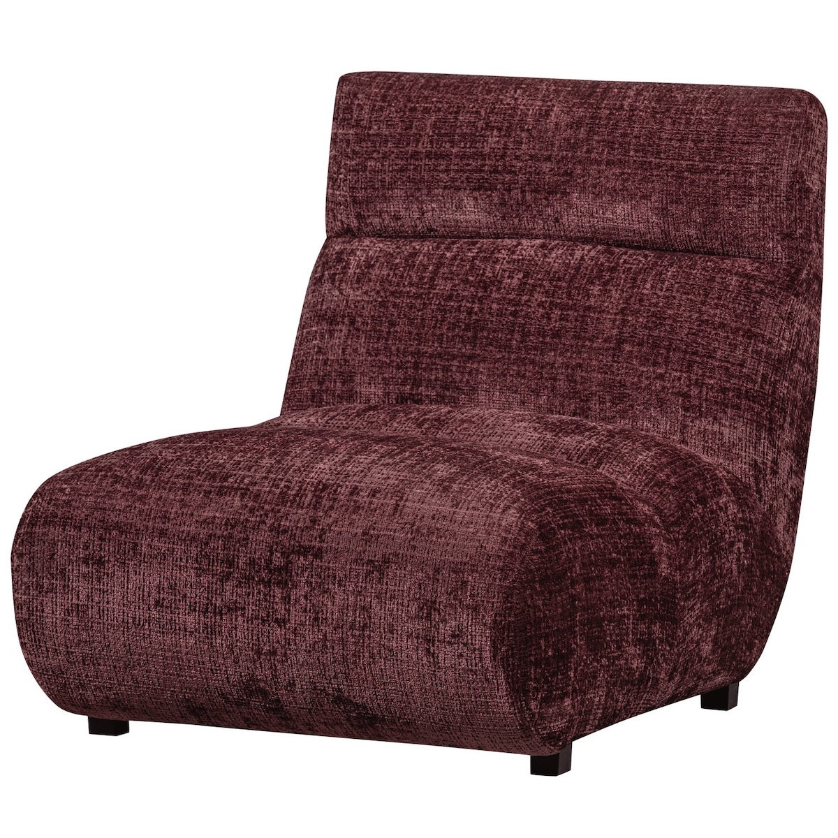 Fauteuil lounge en velours chenille - OBSERVE lie de vin, WOOOD