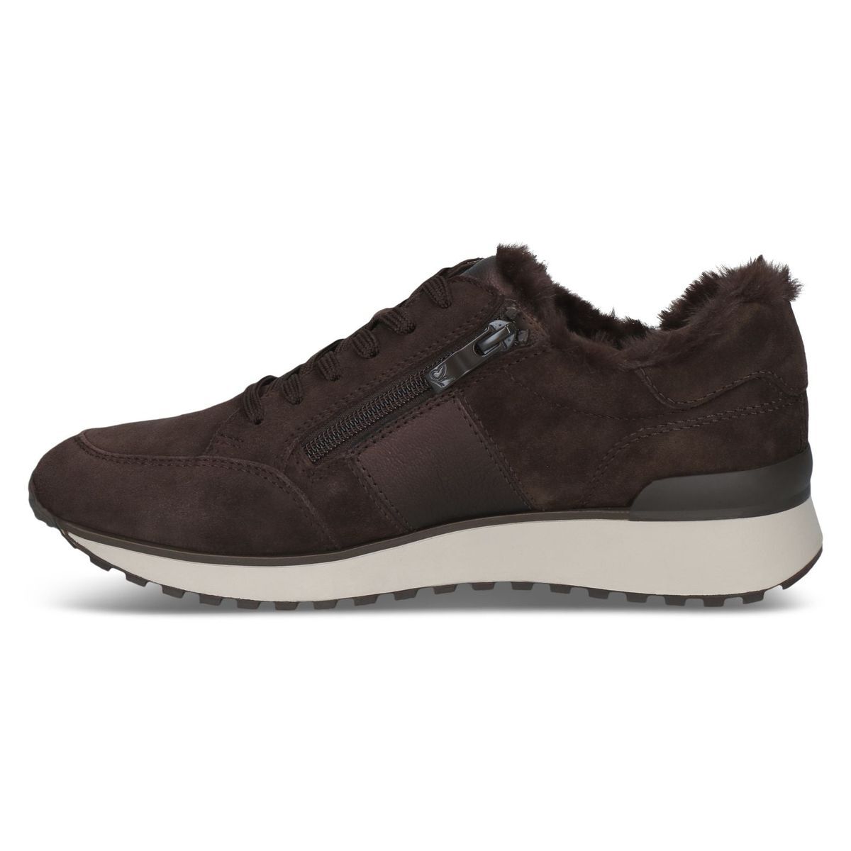 Basket en cuir marron foncé combiné, CAPRICE