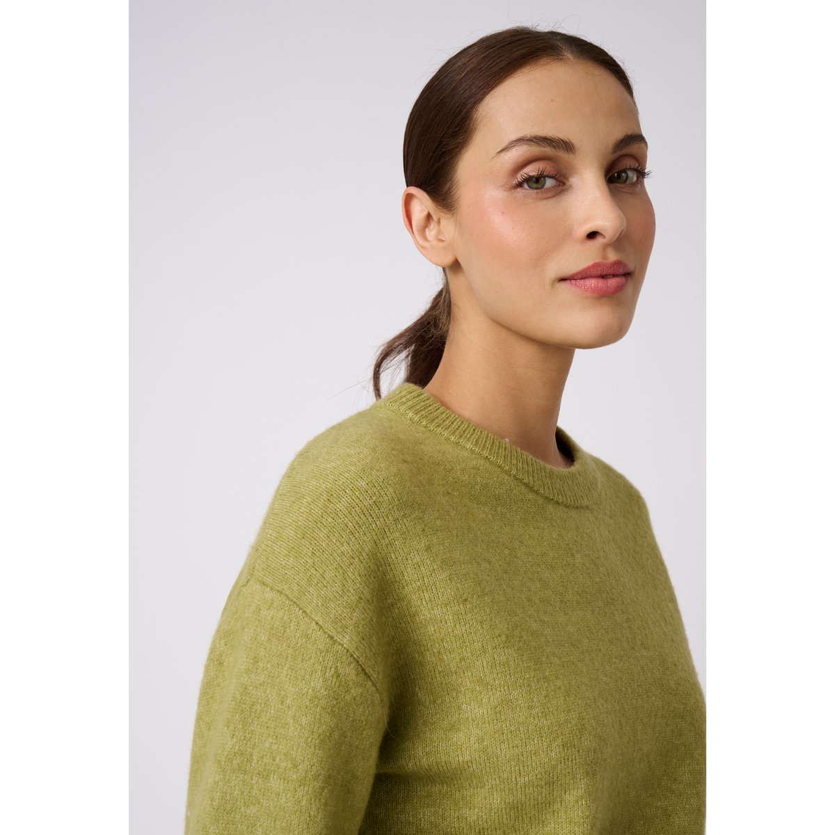 Pull mélange laine et alpaga manches larges vert, DAMART