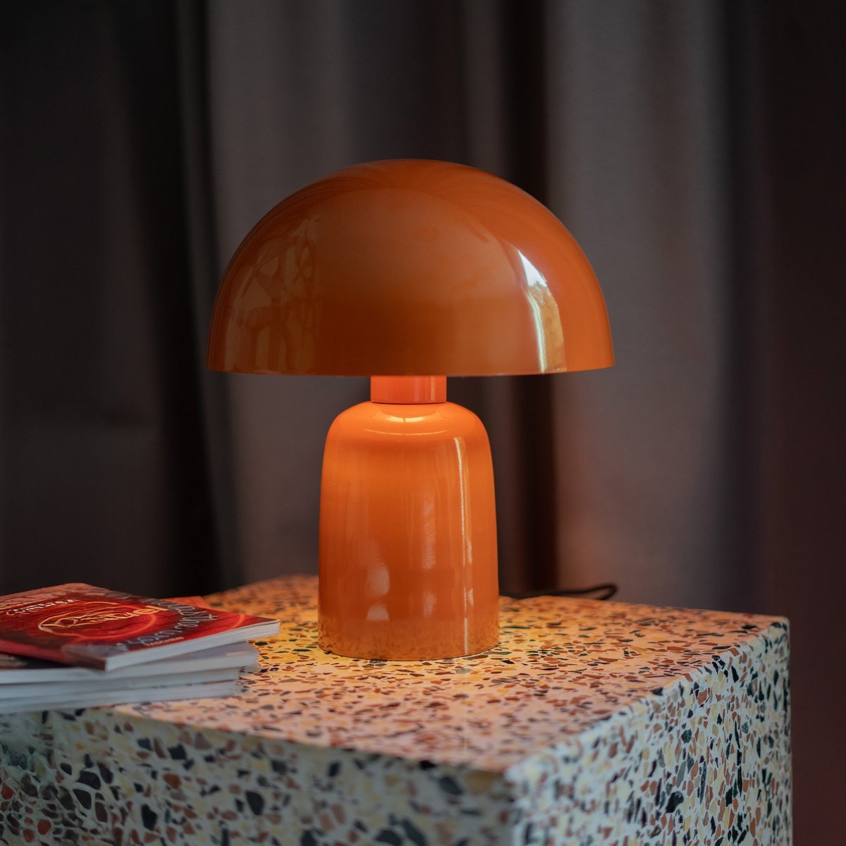 Lampe champignon en métal - CLARA orange, MAISON PAVANE
