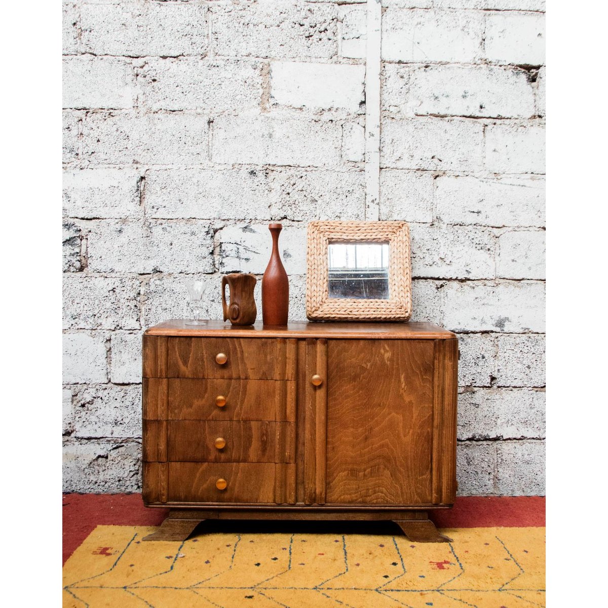 Buffet en bois foncé et doré Gilbert N°810 - Bon état bois foncé, DEBONGOUT