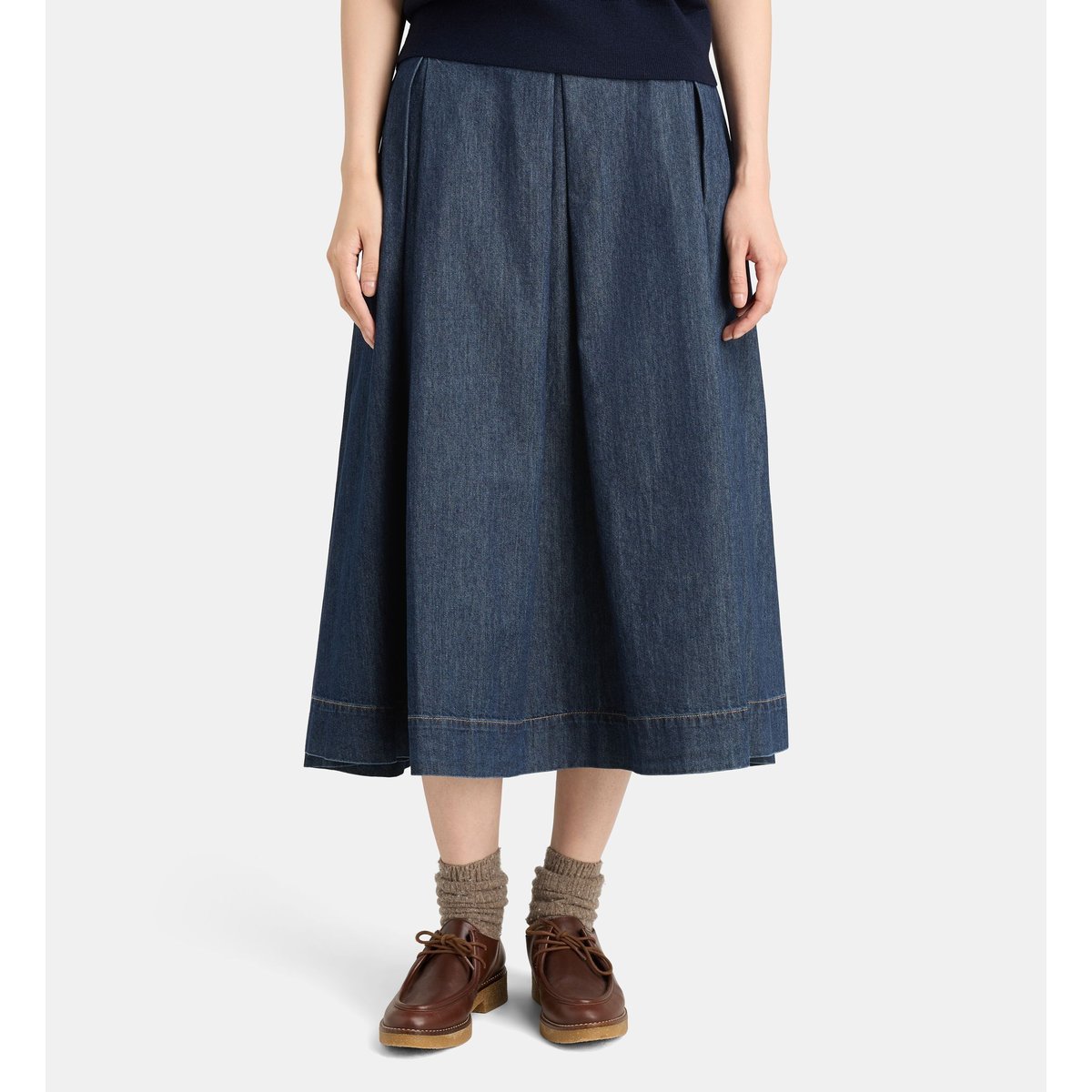 Jupe évasée onyx coton denim bleu foncé, JODHPUR