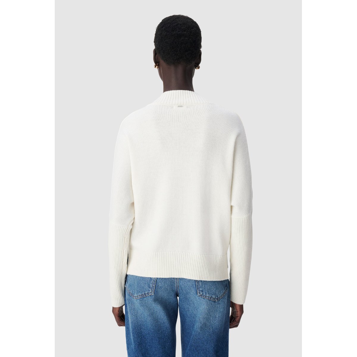Pull tricot 100% laine motif torsades ecru, IKKS