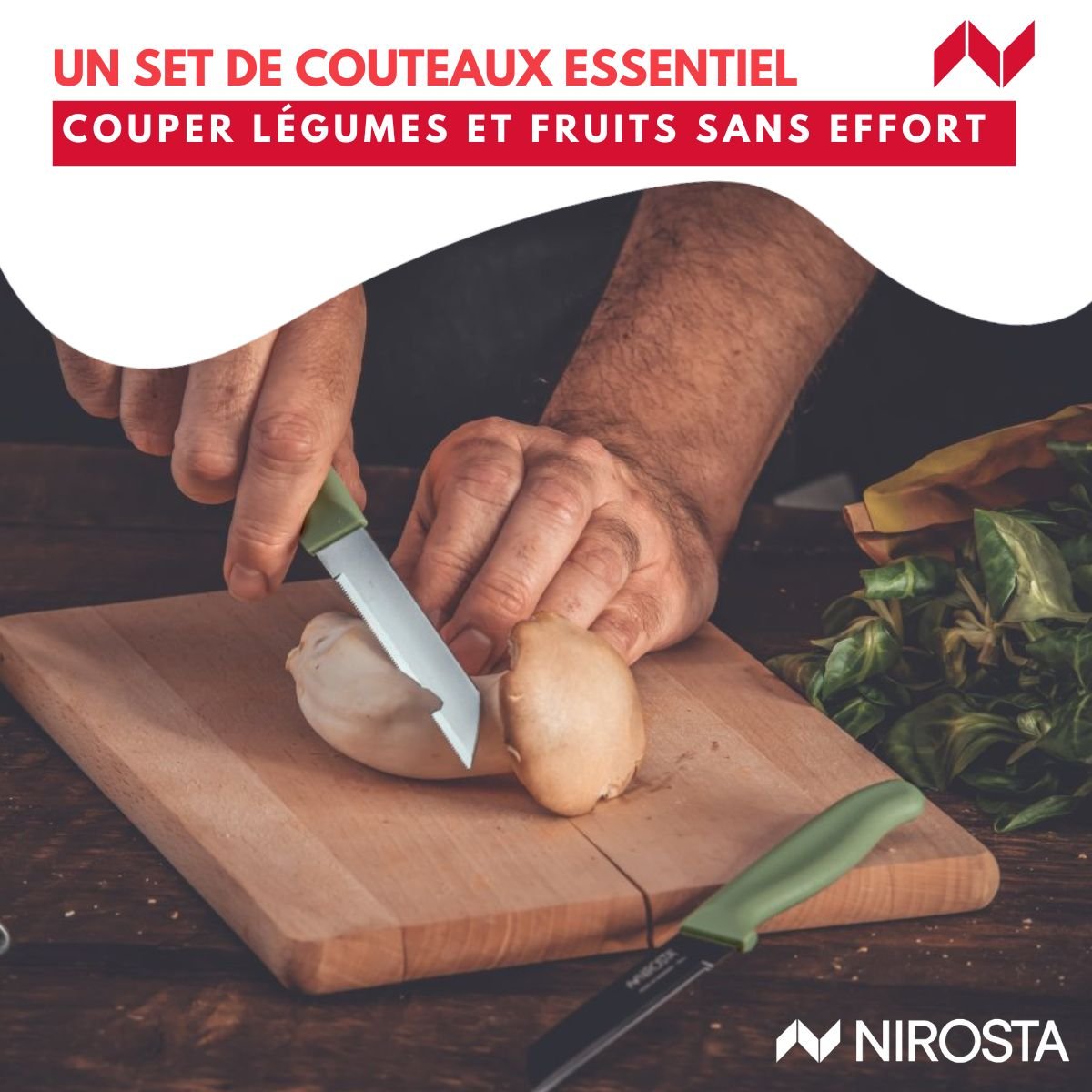 Set de 2 couteaux à légumes 19 cm ELEMENTAL vert, NIROSTA