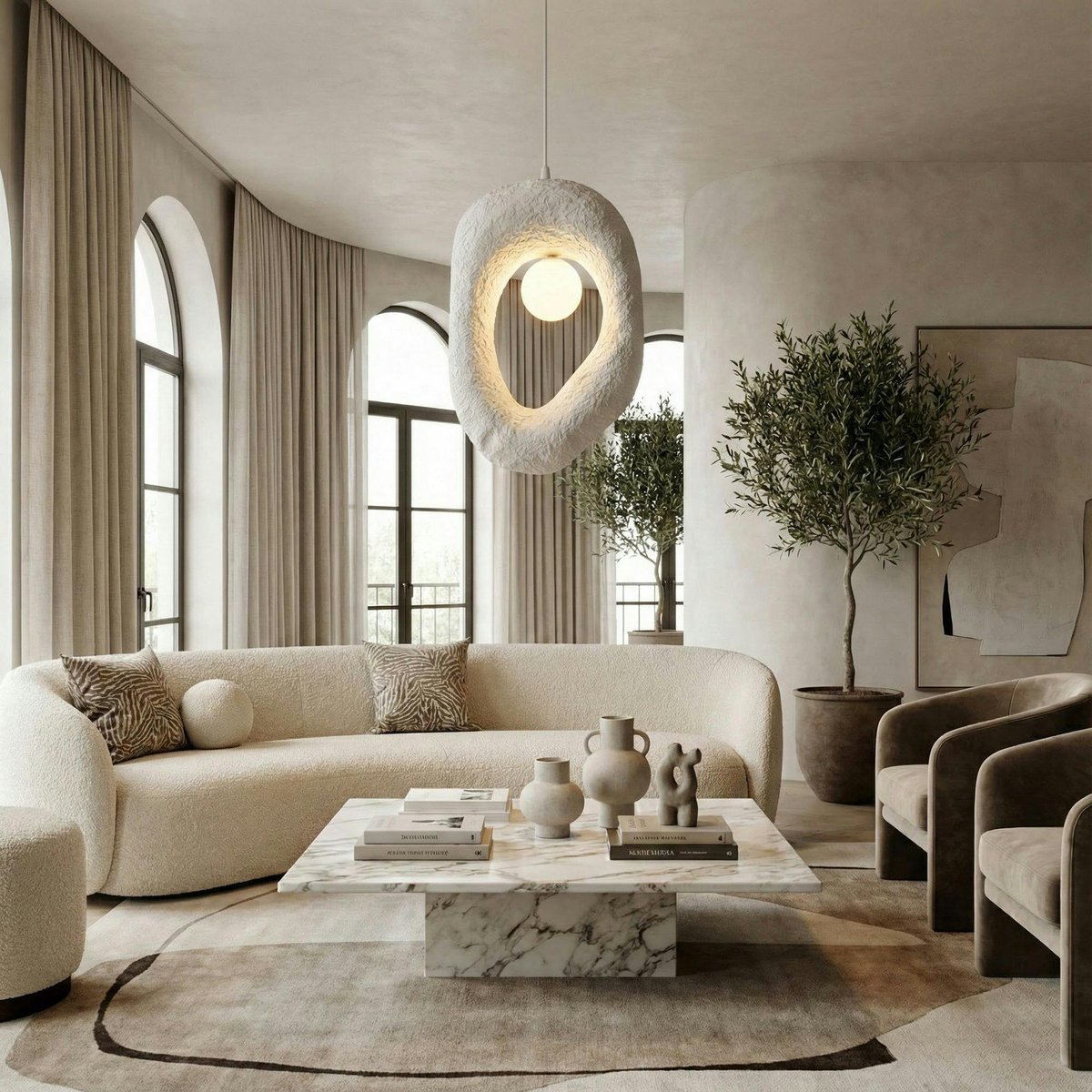 Suspension anneau organique design NOXIS blanc, PIER IMPORT