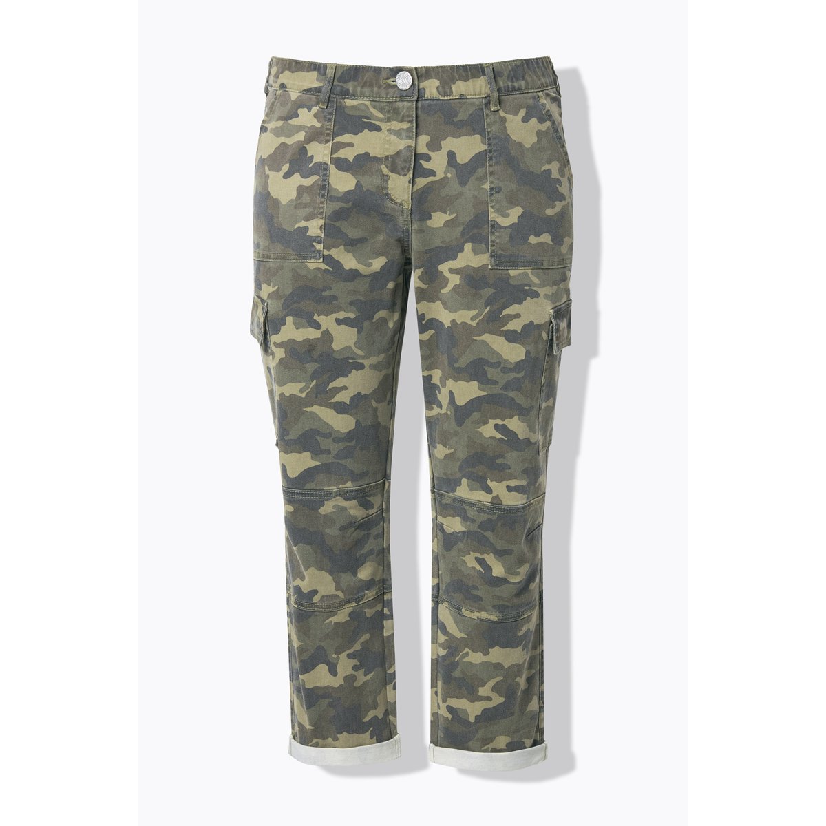 Pantalon boyfriend à motif camouflage gris olive, ULLA POPKEN