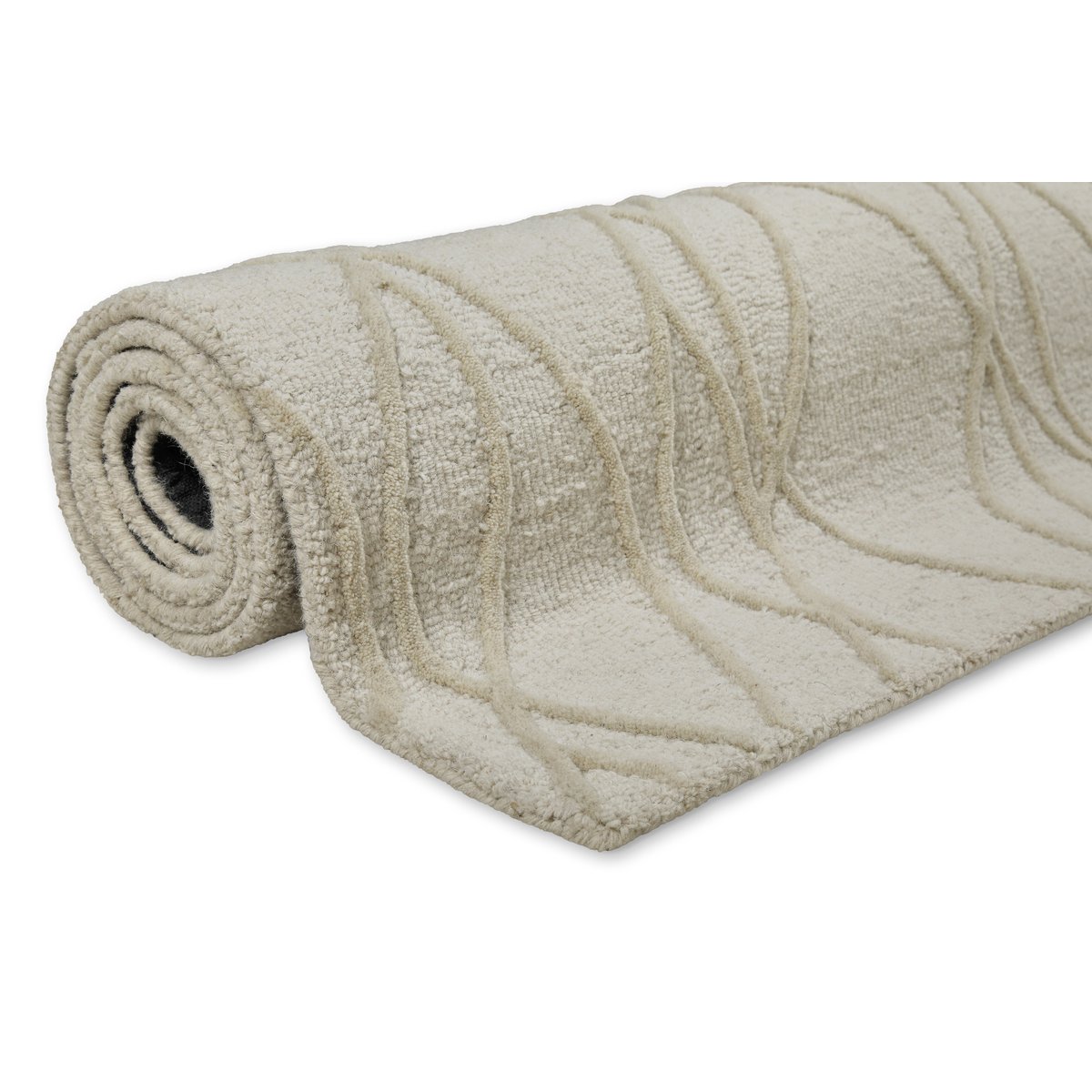 Tapis texturé à motifs courbes ,  HAMPTONS TWENTYTHREE blanc crème, WECON HOME