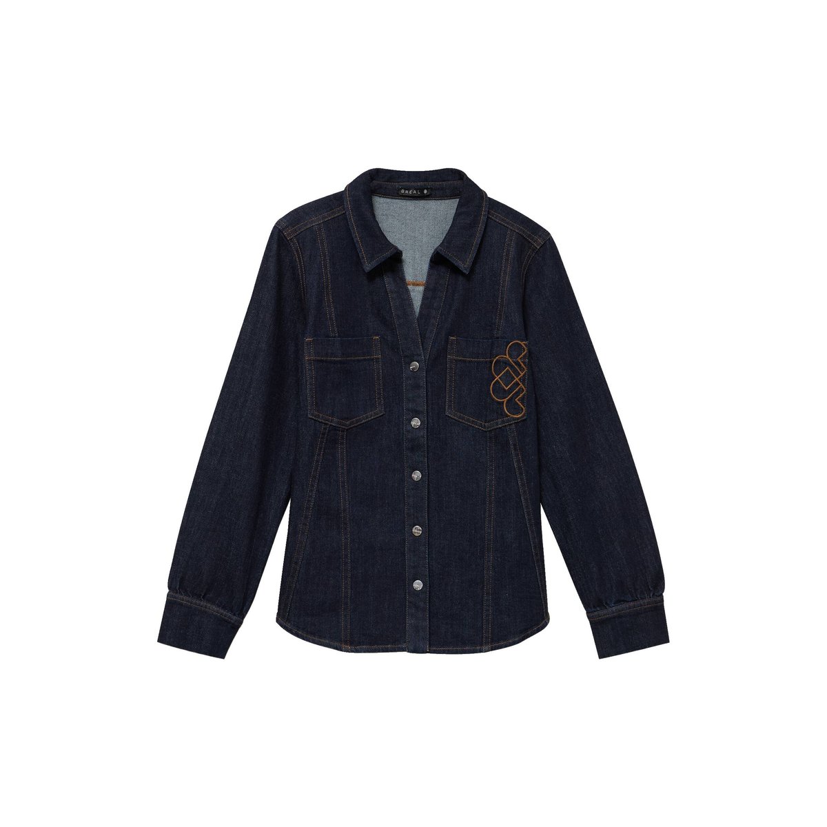 Chemise cintrée en jean manches longues denim brut, BREAL