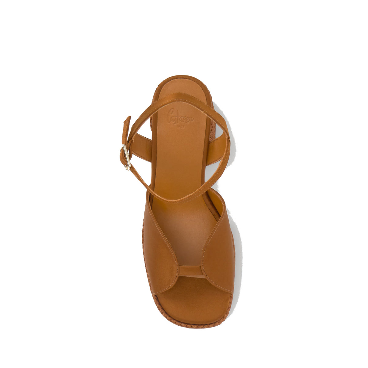 Sandales à talon bloc à plateforme tressée FEDE ocre, CASTANER