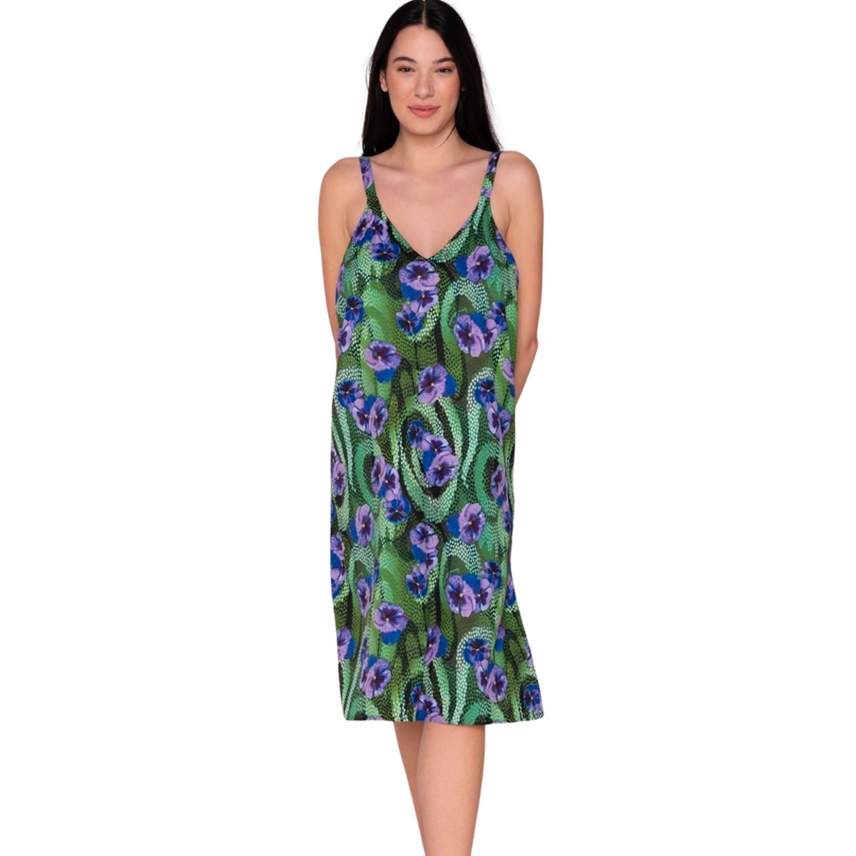 Robe estivale à bretelles BLOSSOM imprimé, LUNA SPLENDIDA
