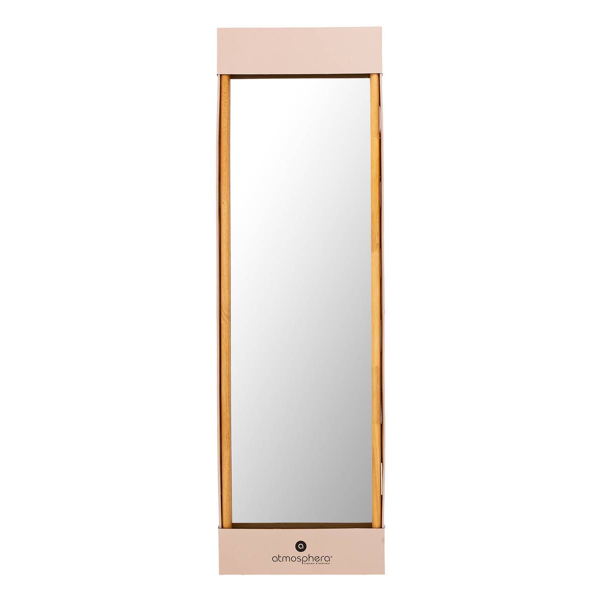 Miroir rectangulaire 116x35cm cadre bois d'hévéa KIM marron, ATMOSPHERA