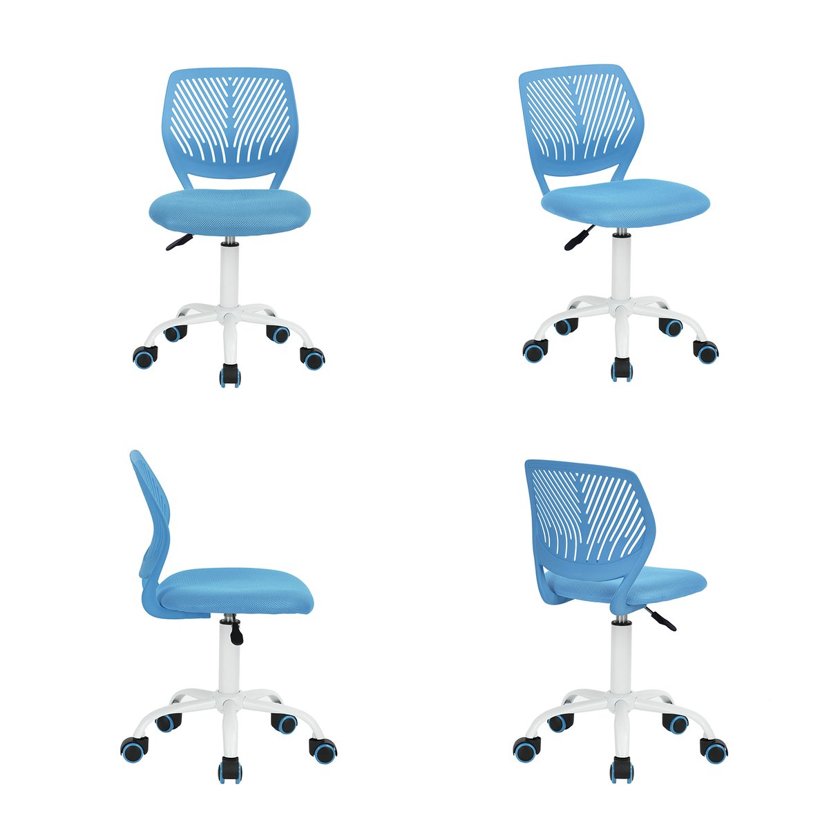 Chaise de bureau pivotante réglable en hauteur en maille, CARNATION bleu, MEUBLES COSY