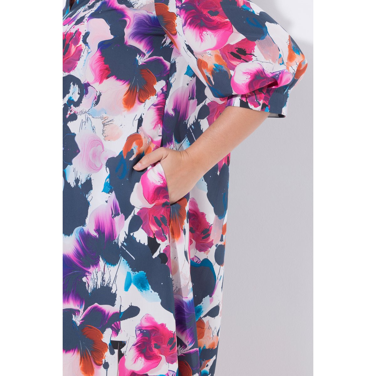 Robe midi en Lyocell esprit aquarelle blanc neige, ULLA POPKEN