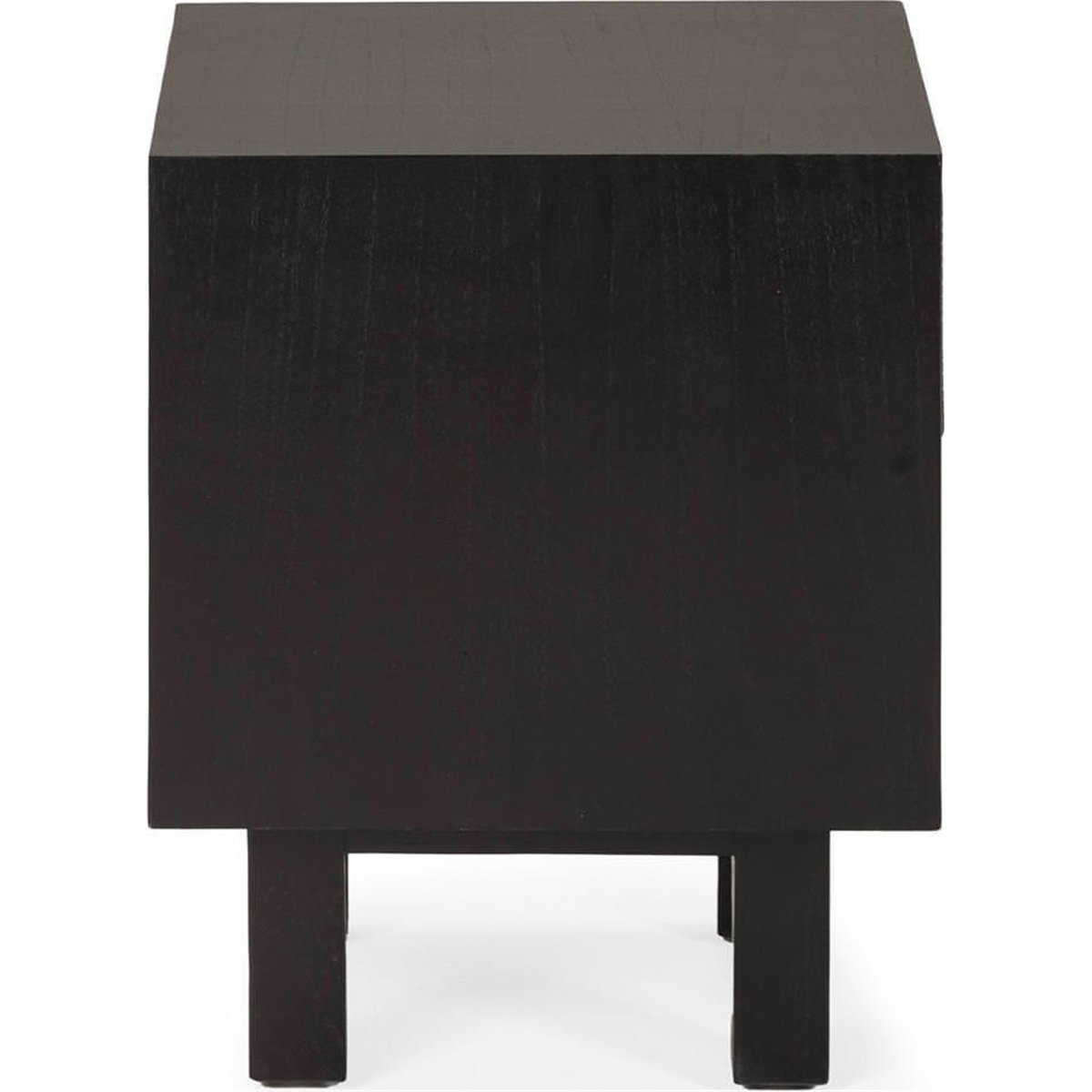 Table de chevet en bois de cèdre, 2 Tiroirs noir et gris, RECOLLECTION