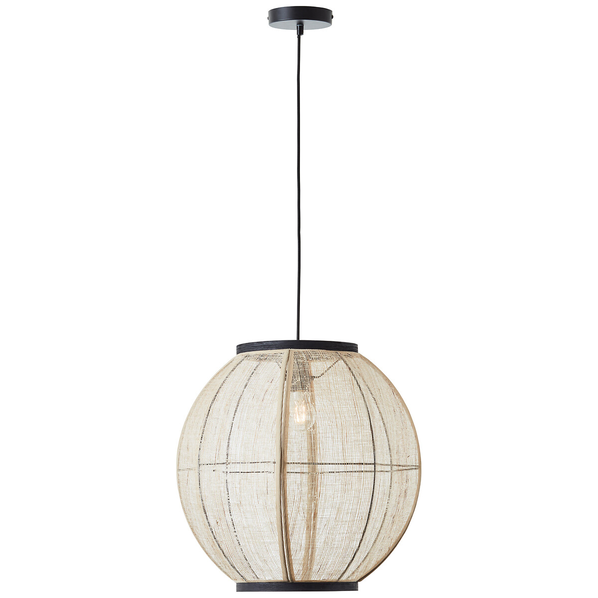 Zane Natural Linen Round Pendant Light black, ÉDITÉ