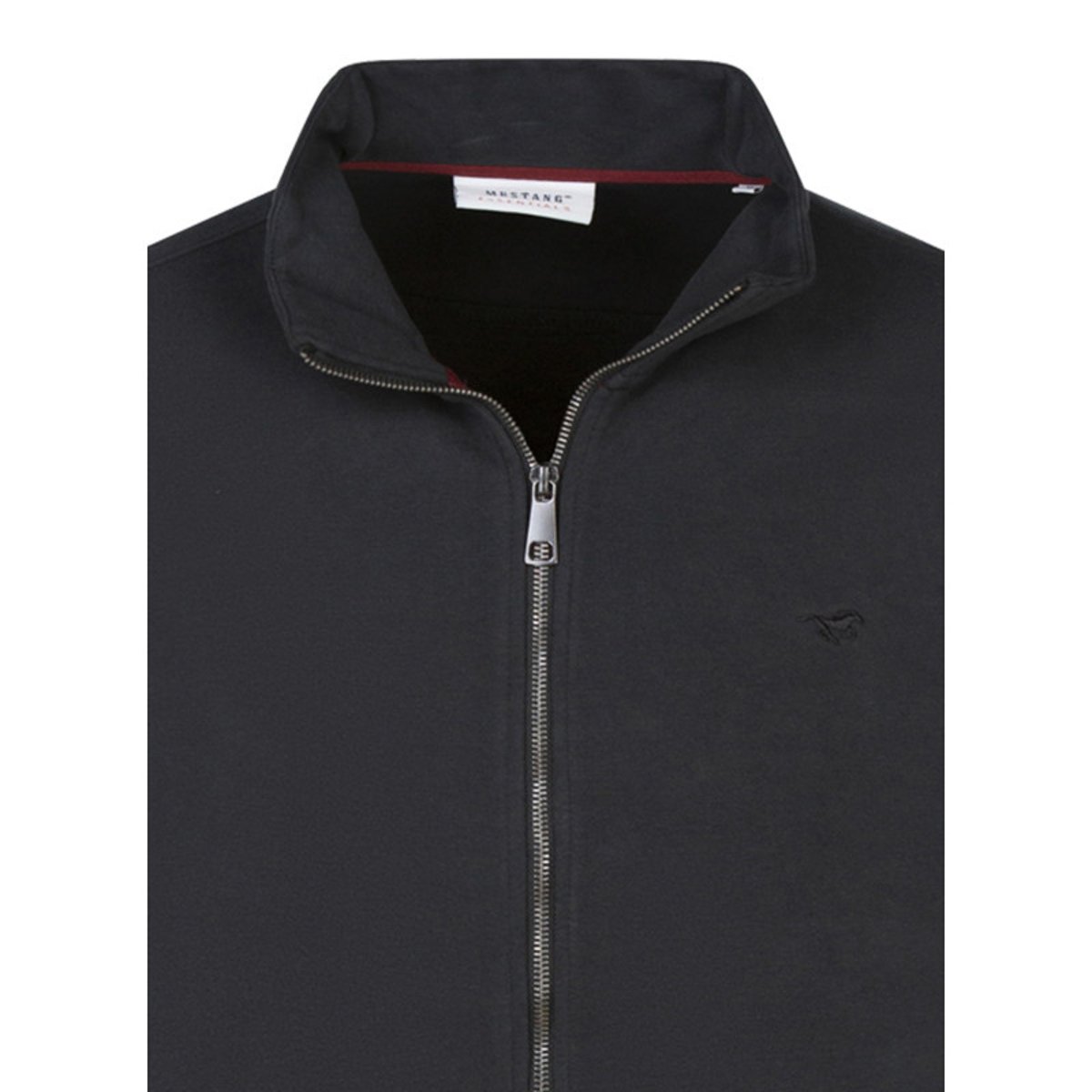 Sweat zippé en coton noir uni avec une coupe droite et une fermeture zippée noir, MUSTANG