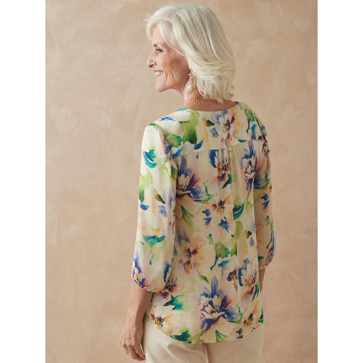 Blouse avec fronces imprimé vert, DAXON