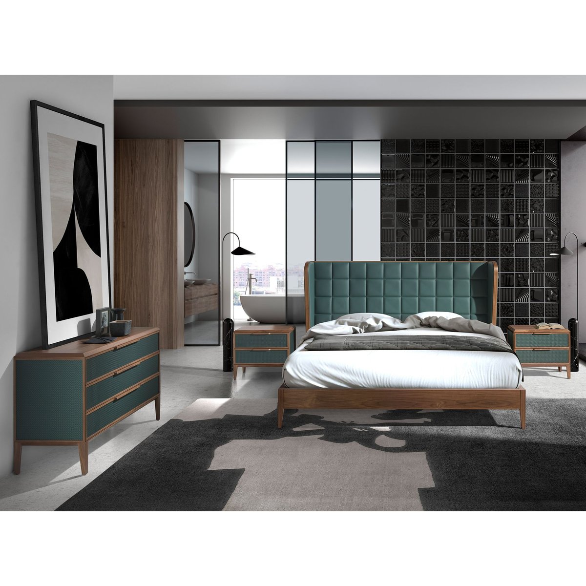 Commode en pvc foncé et noyer vert foncé | noyer, ANGEL CERDA
