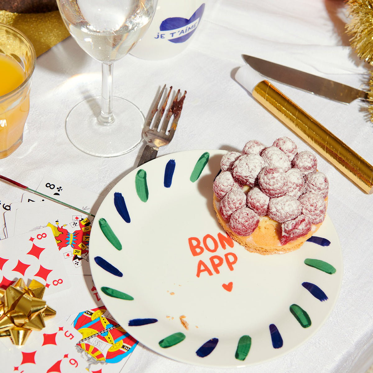 Assiette à dessert Bon app', ICONIQUES blanc - blanc, EMOI EMOI