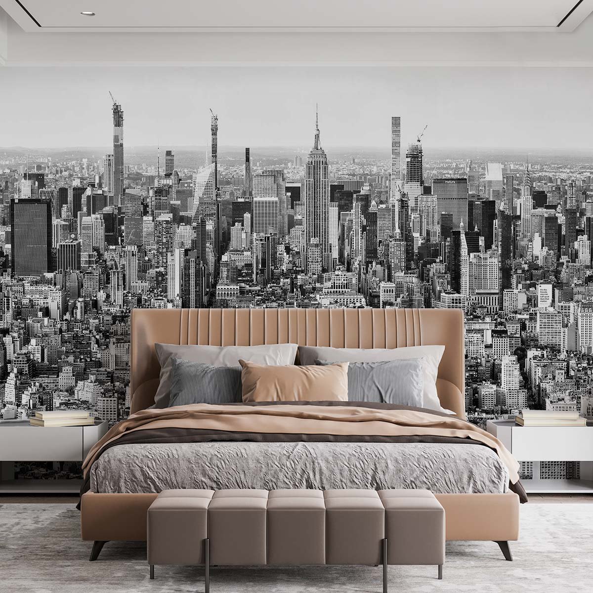 Papier peint vue sur New York n&b intissé, HEXOA