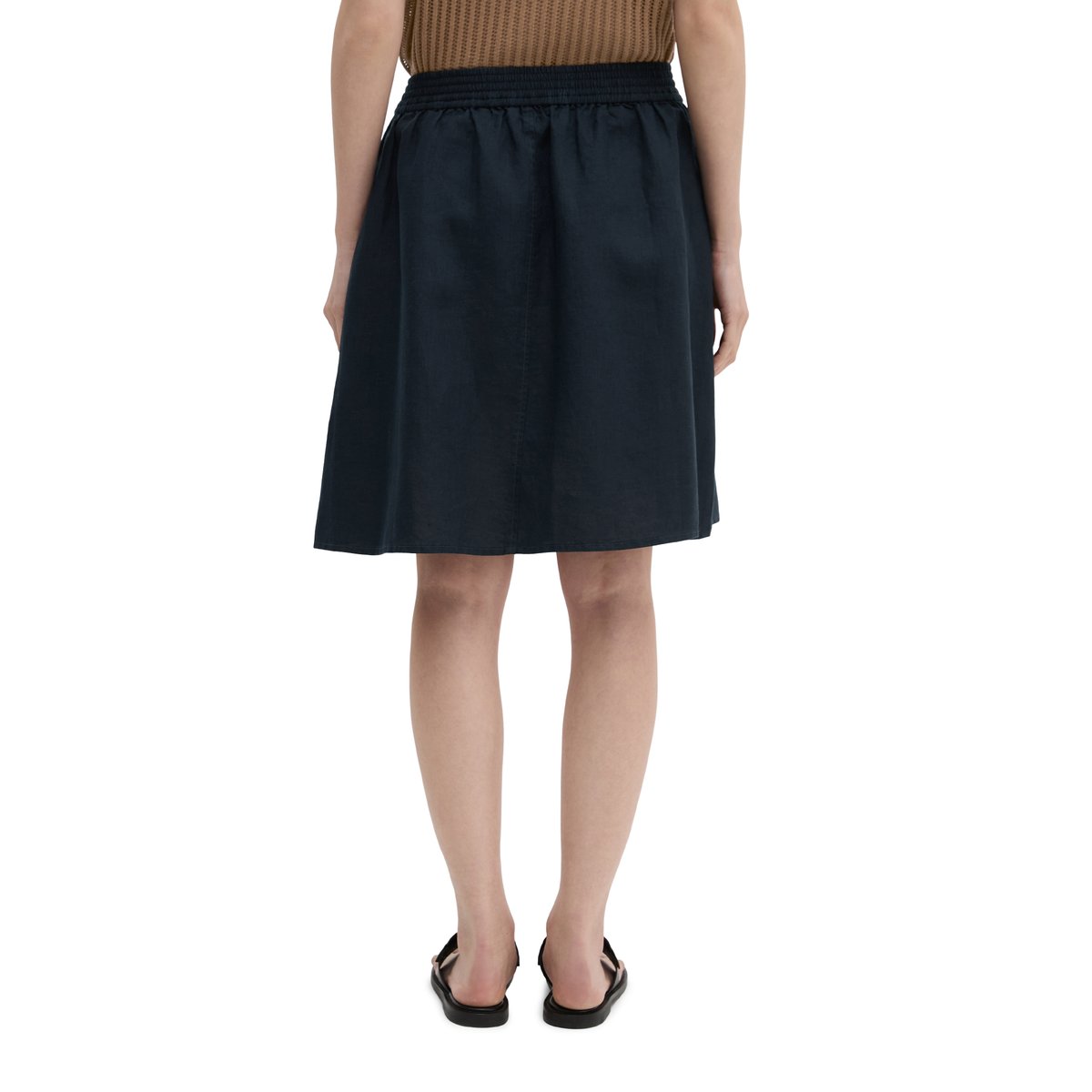 Jupe en lin flared avec ceinture élastique bleu foncé, MARC O'POLO