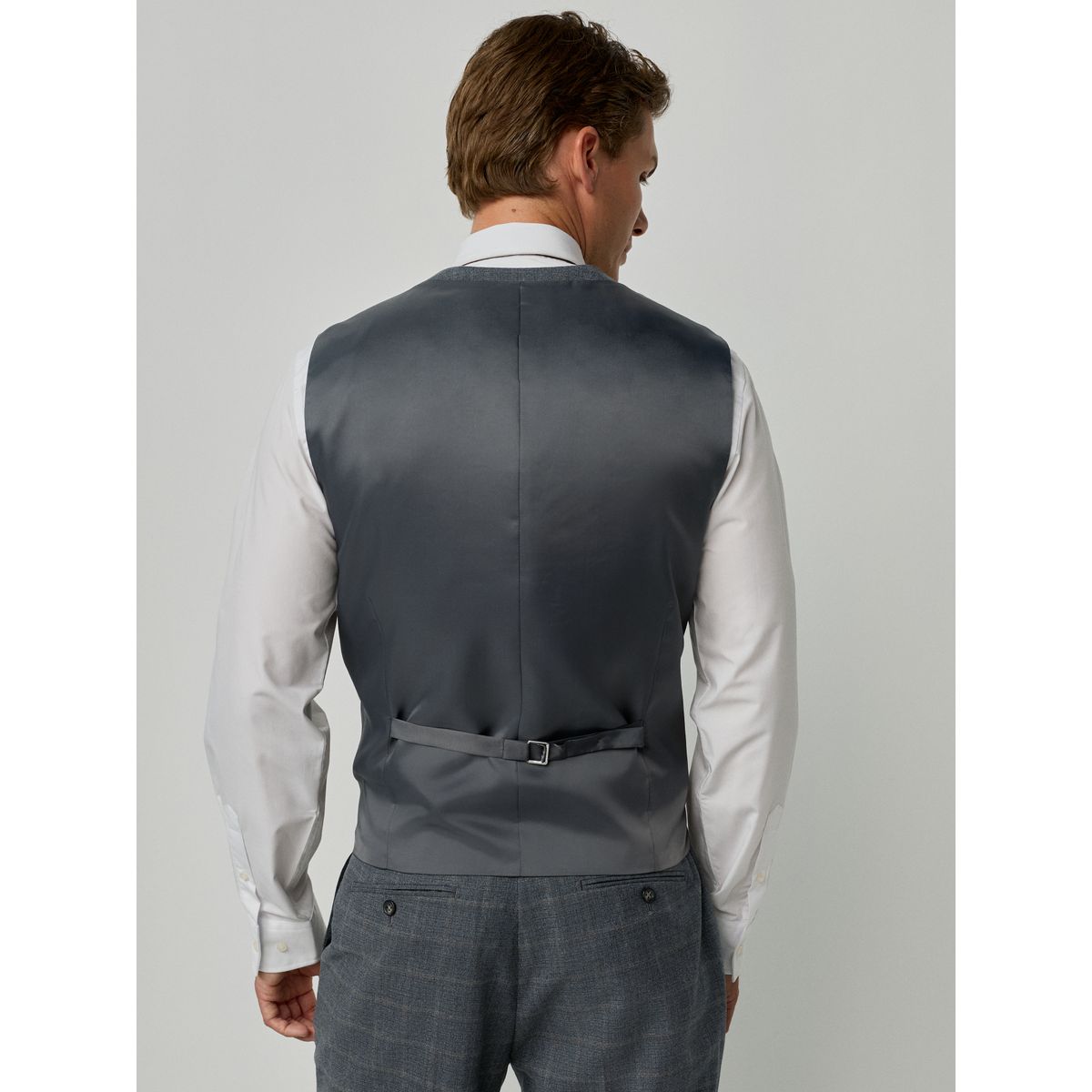 Gilet de costume en flanelle à carreaux gris, NEXT