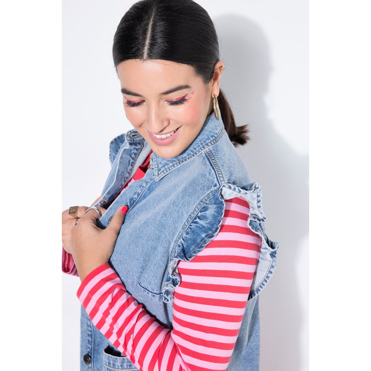 Veste en jean sans manches, délavage bleu clair, STUDIO UNTOLD