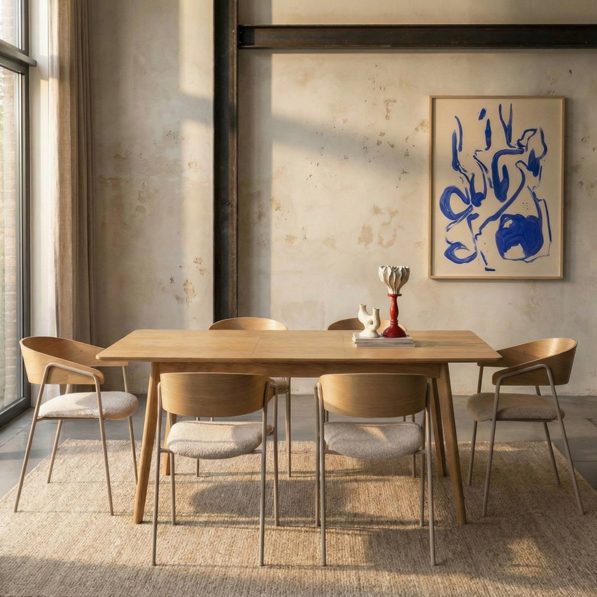 Lot de 2 fauteuils de table en tissu, bois et métal- OPNA beige, DRAWER