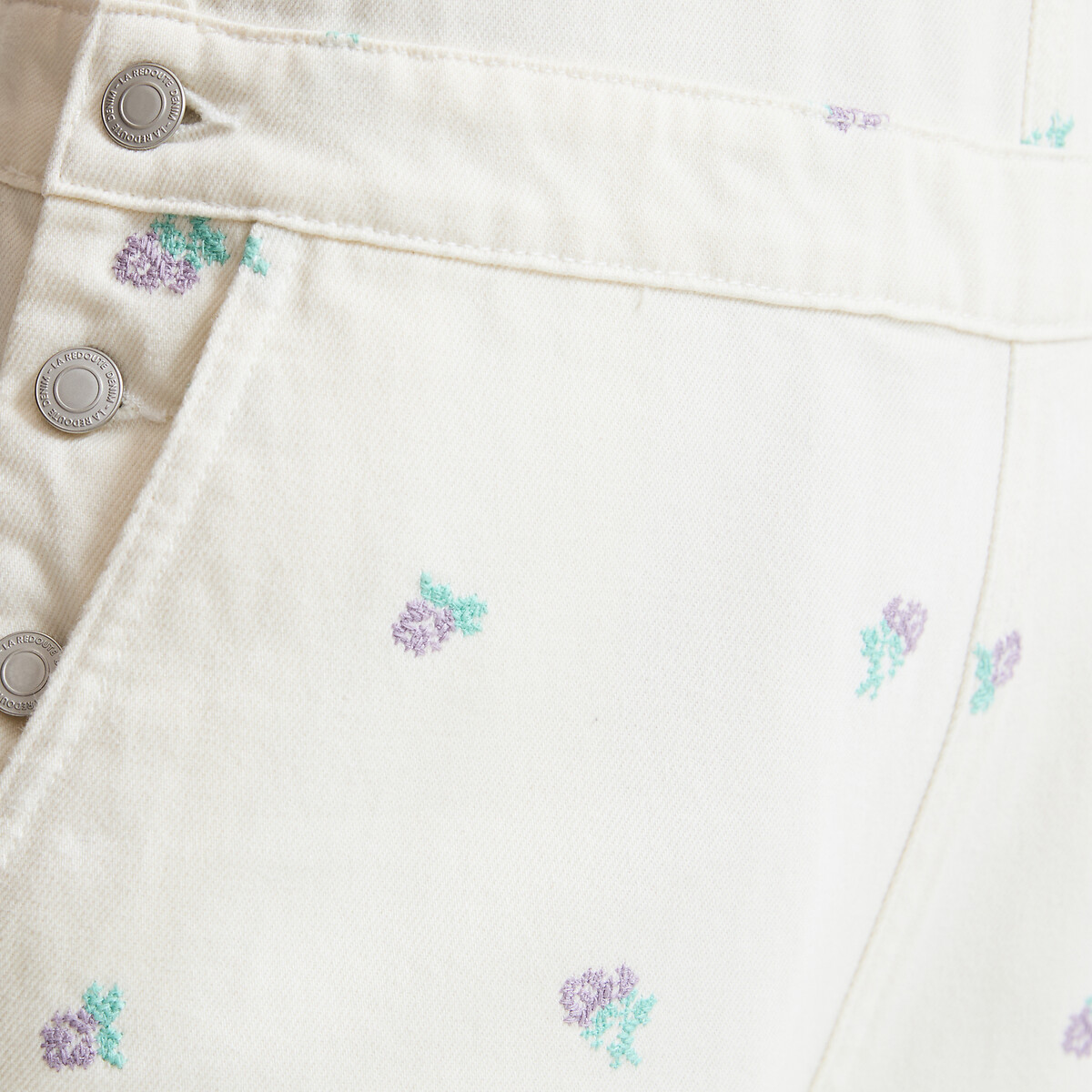 Salopette brodée fleurs, pur coton ivoire brodé, LA REDOUTE COLLECTIONS